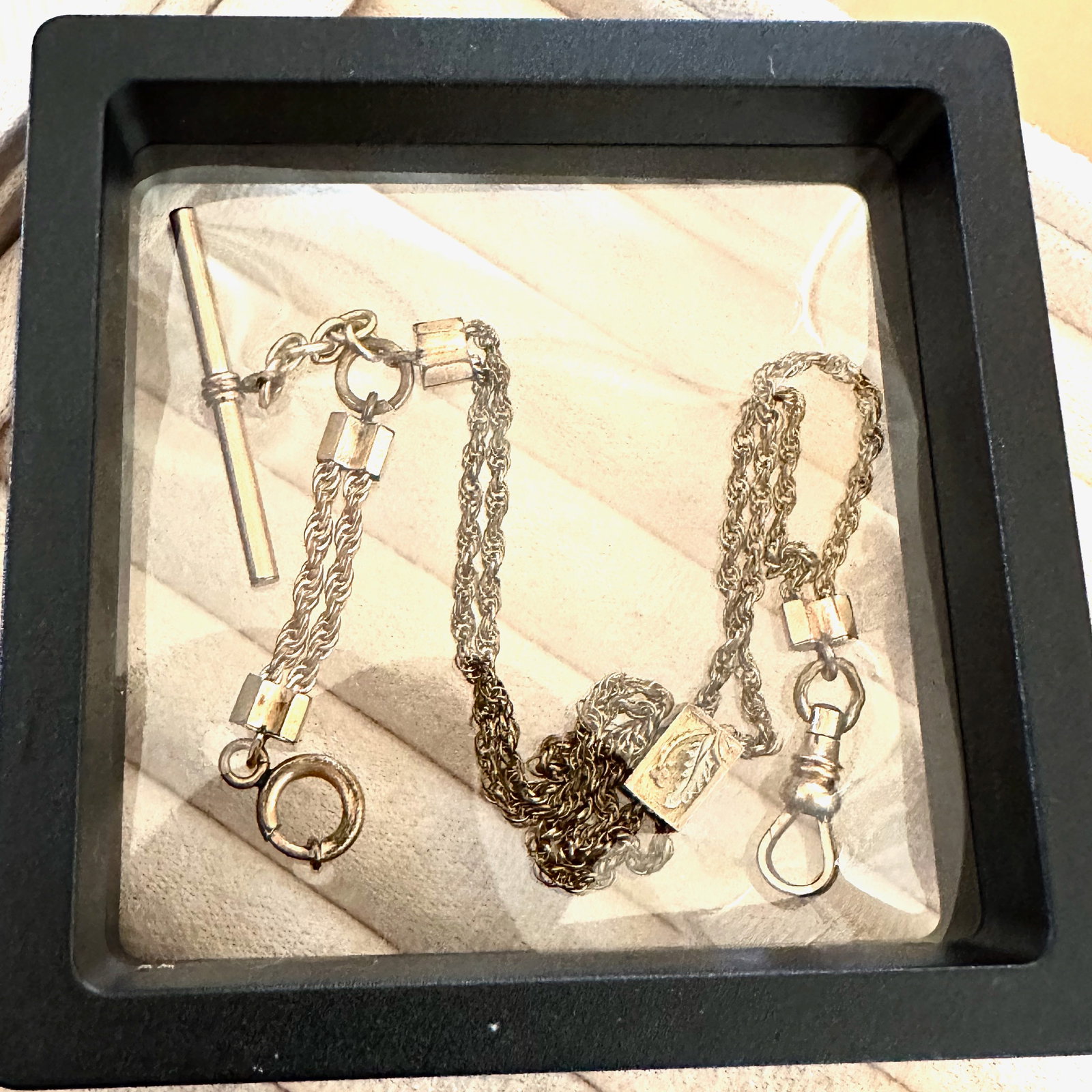 Antique Victorian Rose Gold Filled Watch Chain with Slide Box included: Antique Victorian Rose Gold Filled Watch Chain with Slide Box included