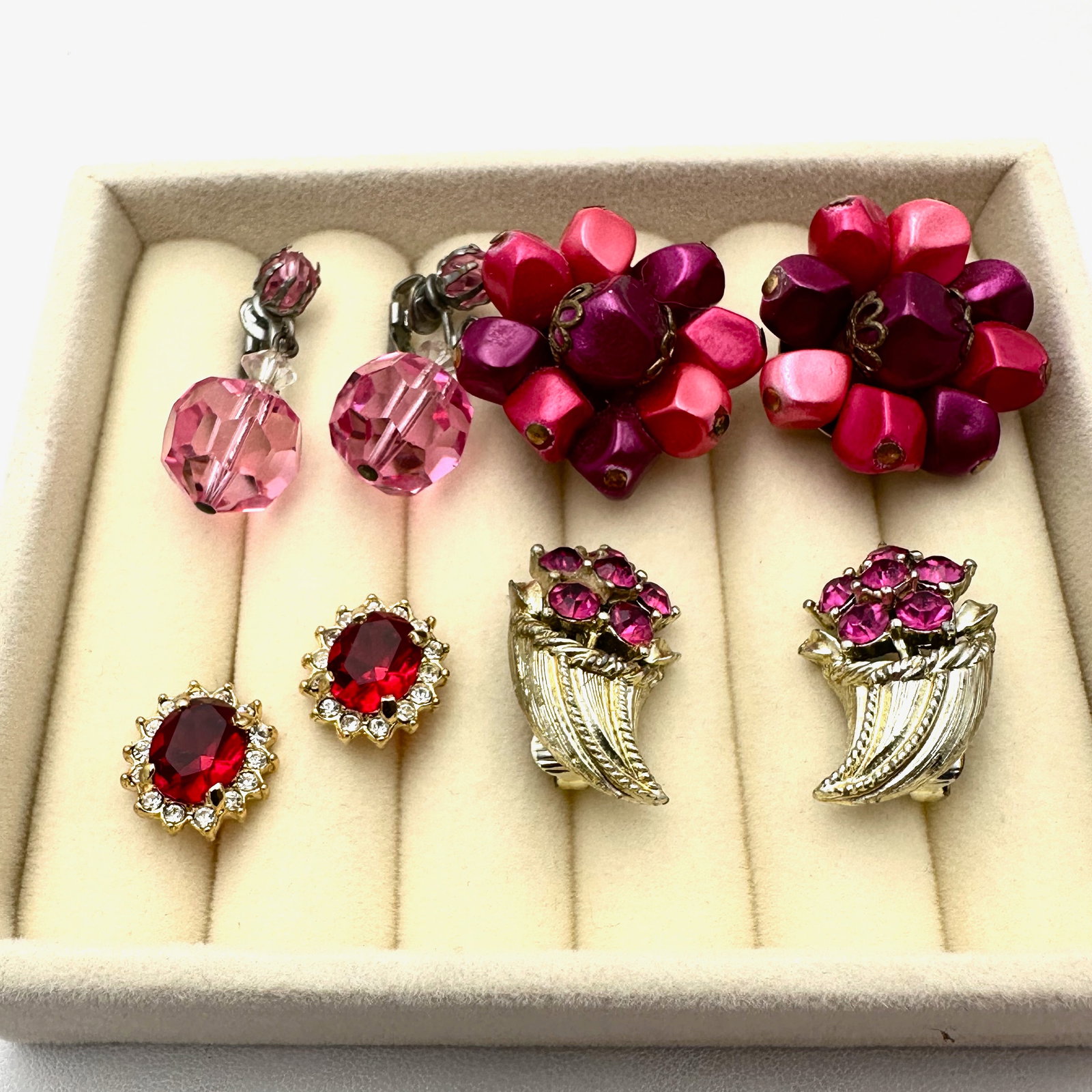 Vintage Lot of Clip and Pierced Earrings Rhinestones Crystals (1 of 2)