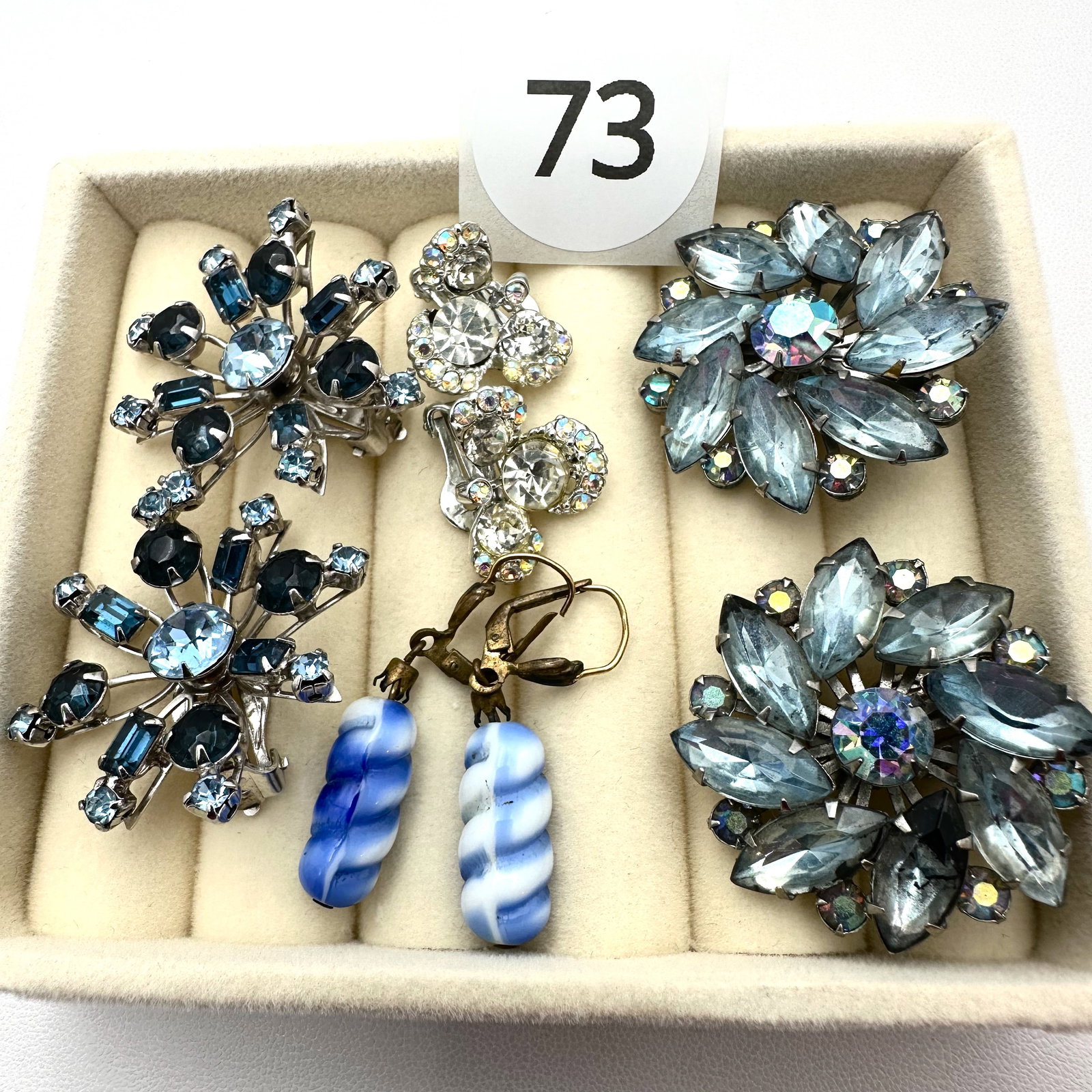 Vintage Lot of Clip Earrings Rhinestones Glass 1 By Gale and BoGoff: Vintage Lot of Clip Earrings Rhinestones Glass 1 By Gale and BoGoff