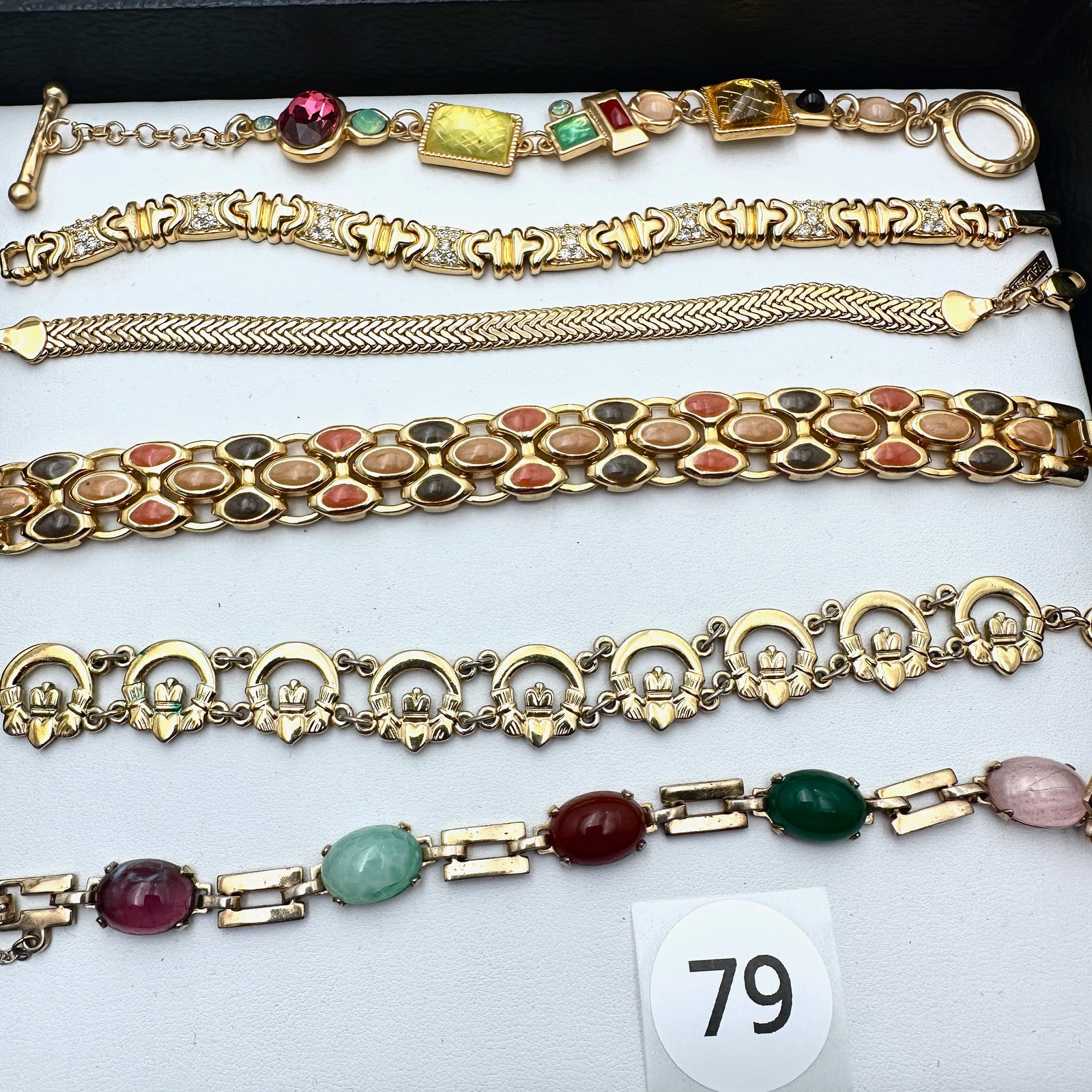 Vintage and Modern Jewelry Lot Bracelets Enamel Gemstone Cabochon Gold Tone Crystal and More (1 of 2)