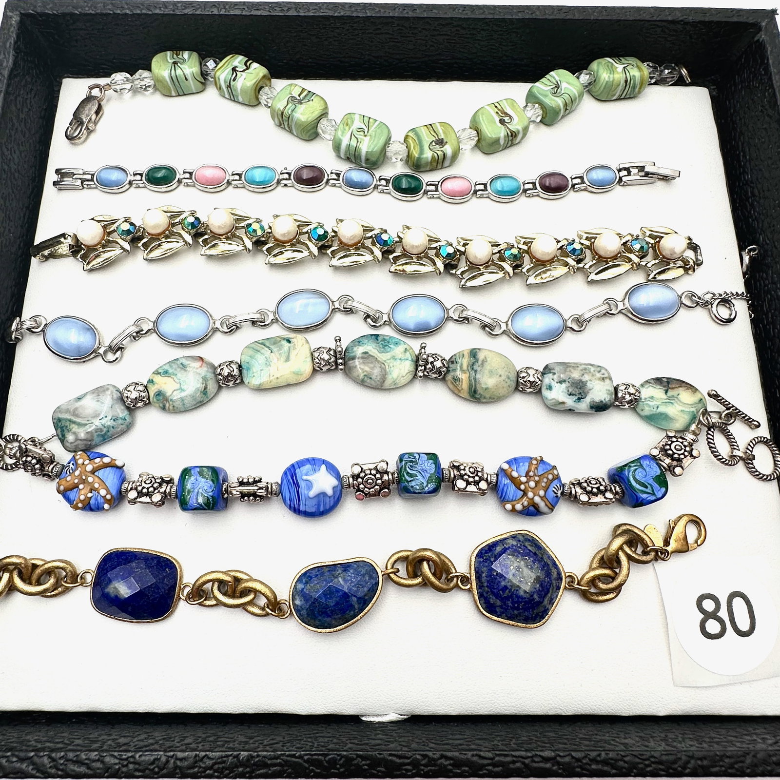 Vintage and Modern Jewelry Lot Bracelets Art Glass Gemstone Rhinestone and More (1 of 2)