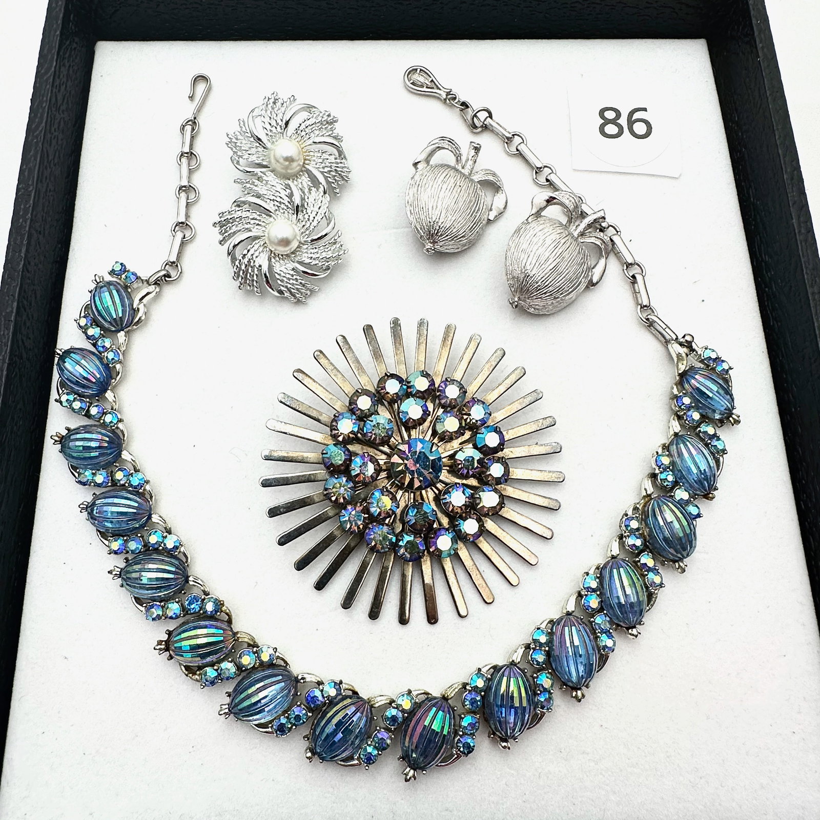 Vintage Jewelry Group Lot Coro Rhinestone Necklace Sarah Coventry Earrings Rhinestone Brooch (1 of 2)
