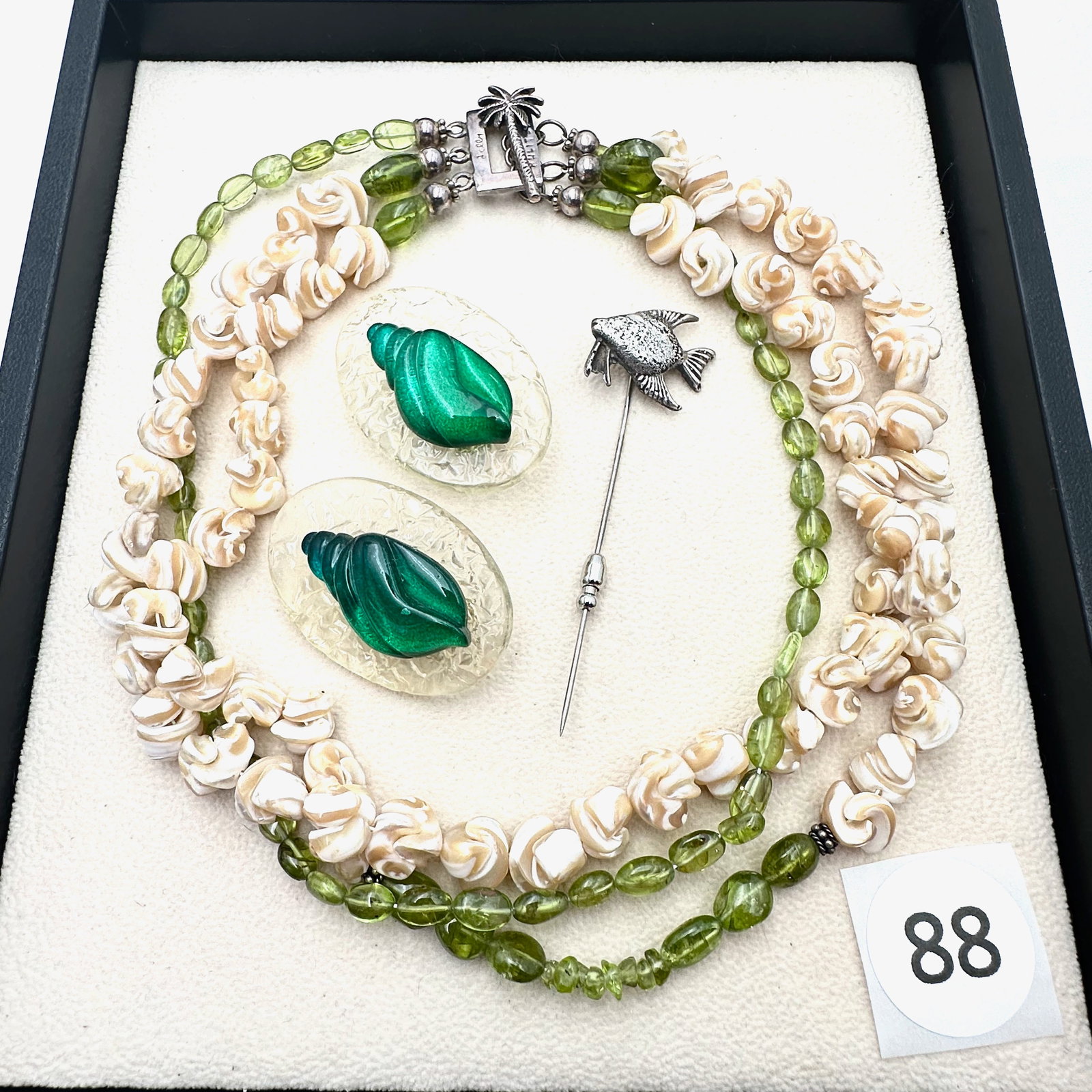 Vintage and Modern Jewelry Group Lot Fish Stick Pin Early Plastic Clip Earrings Sterling Shell (1 of 2)