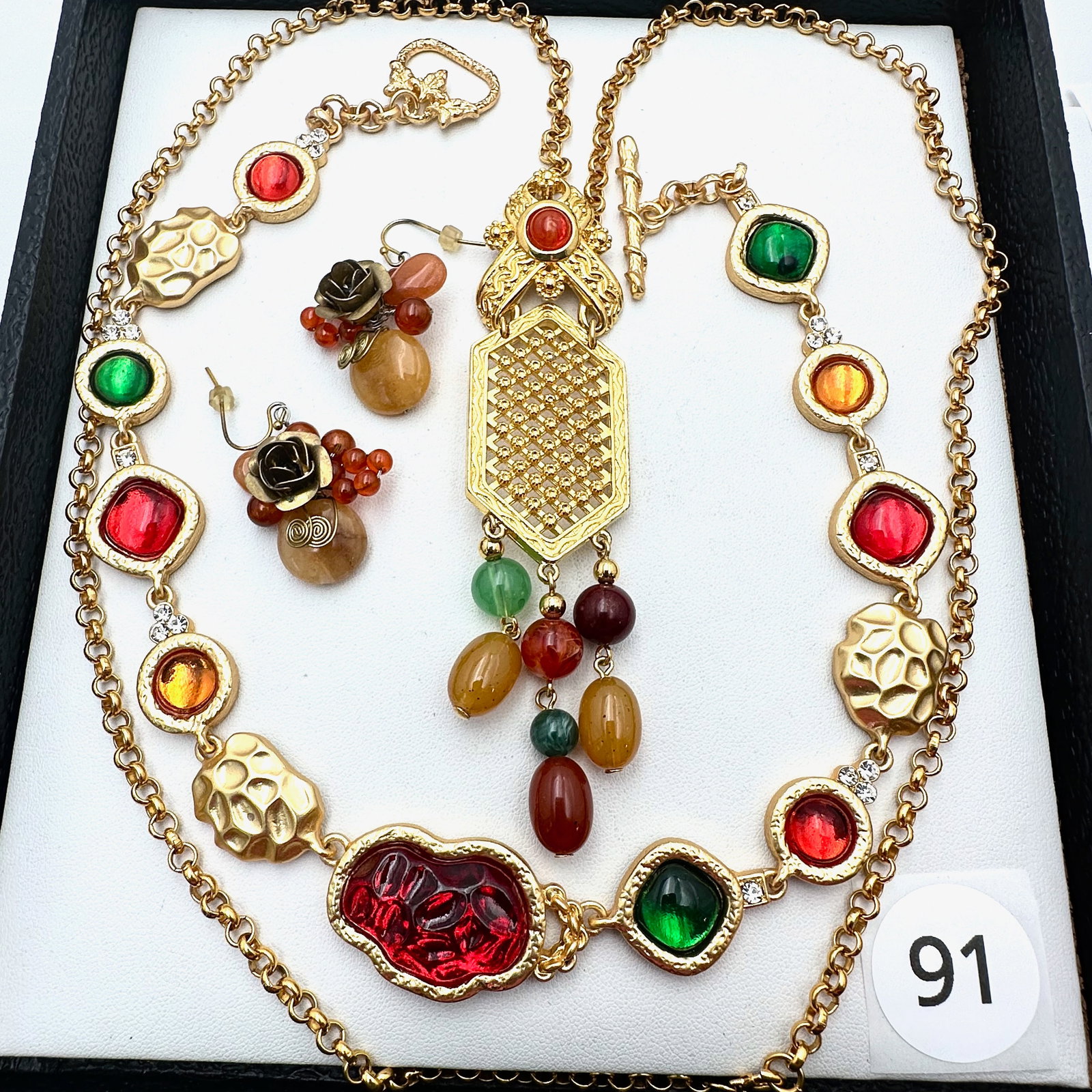 Vintage and Modern Jewelry Group Lot 1928 Brand Necklace Gripoix Style Choker Gemstone Bead Earrings (1 of 2)