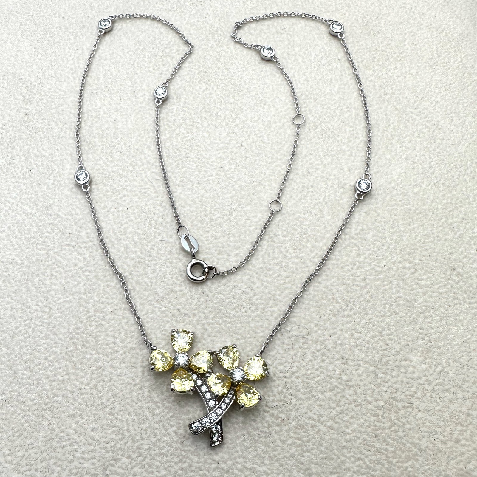 Designer Jean Dousset 925 Sterling Silver Yellow Cubic Zirconia Pendant Necklace 18 Inch: Designer Jean Dousset 925 Sterling Silver Yellow Cubic Zirconia Pendant Necklace 18 Inch