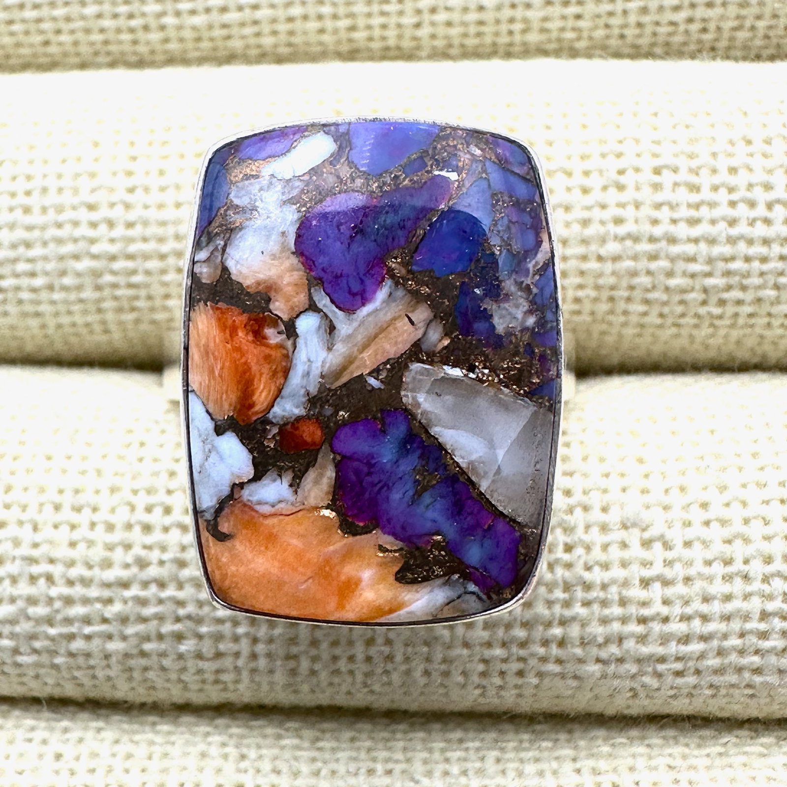 Mohave Turquoise Spiney Oyster Sterling Silver Ring Size 10: Mohave Turquoise Spiney Oyster Sterling Silver Ring Size 11