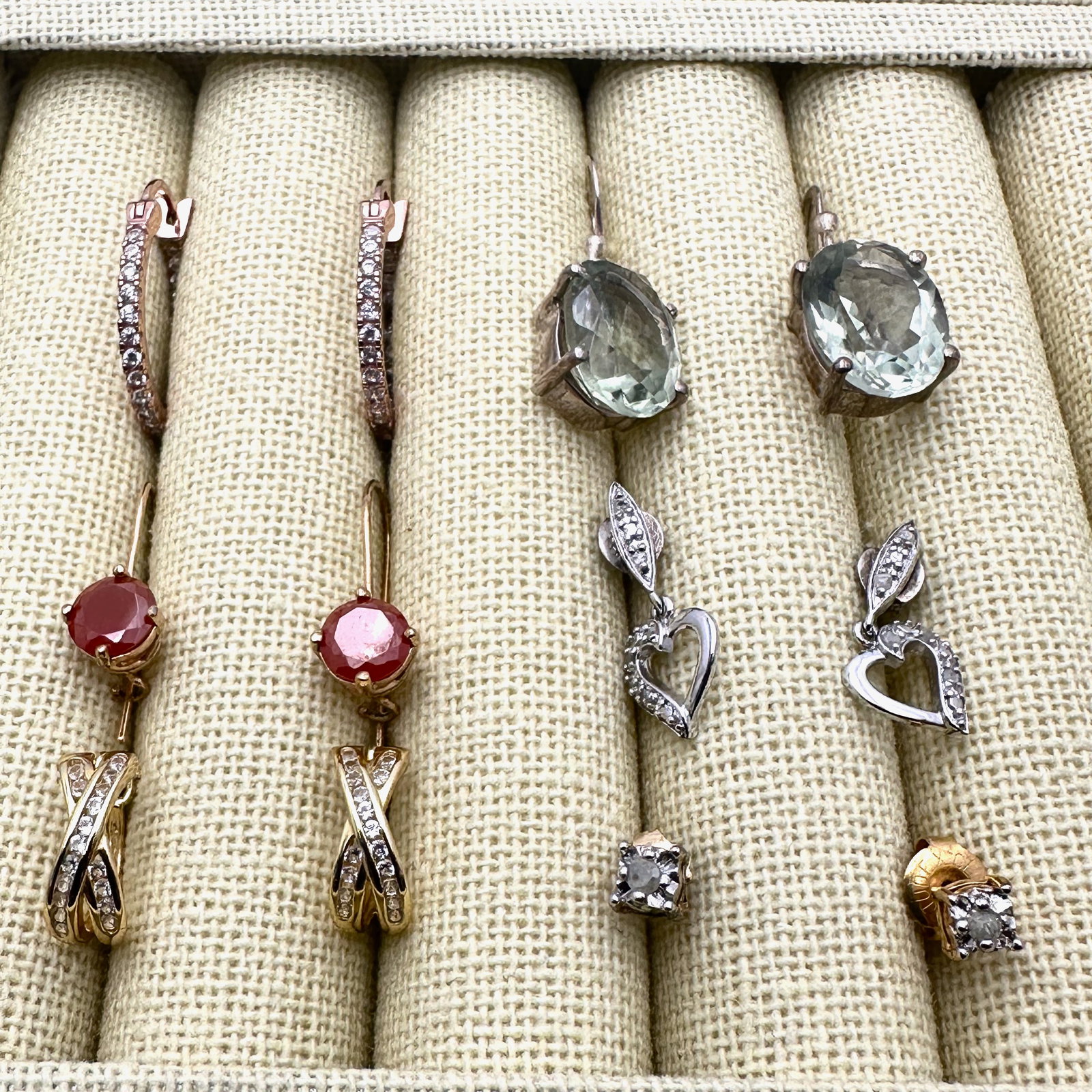 Lot of Sterling Silver Pierced Earrings Gemstones Diamonds Hoops Studs and More (1 of 2)
