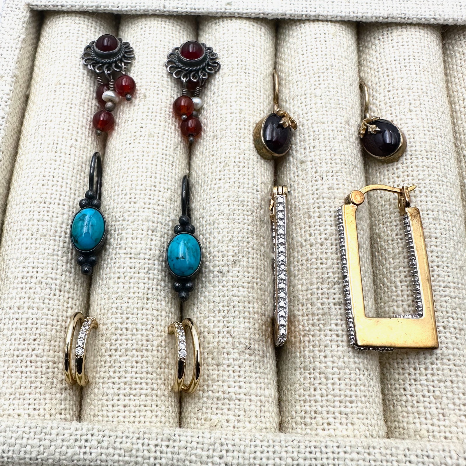Lot of Sterling Silver Pierced Earrings Turquoise Gemstones Diamonds (1 of 2)
