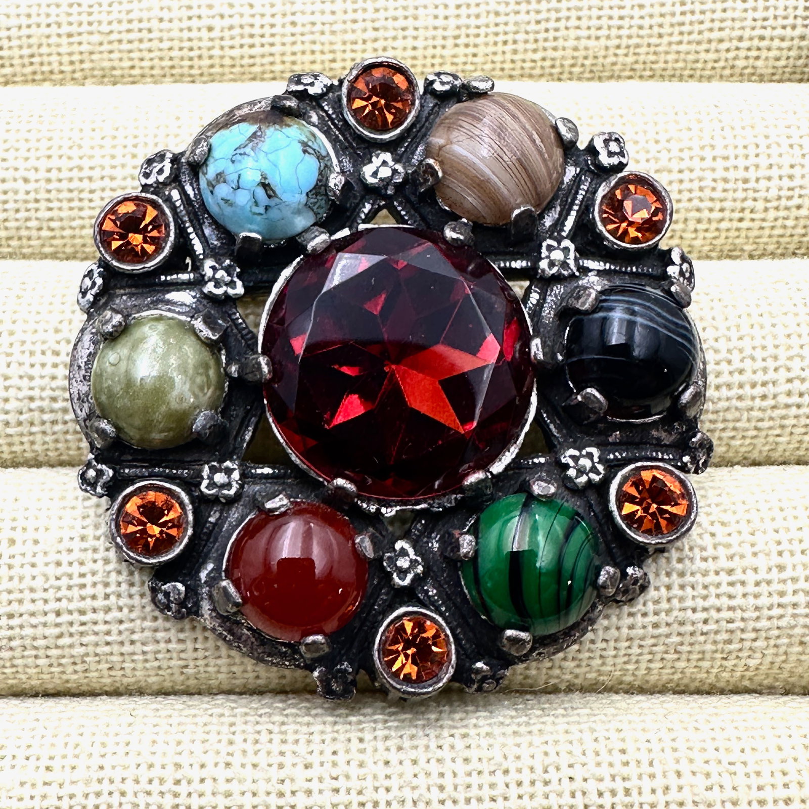 Vintage Miracle Celtic Irish Glass Cabochon Silver Tone Brooch Pin 2.25 Inch: Vintage Miracle Celtic Irish Glass Cabochon Silver Tone Brooch Pin 2.25 Inch