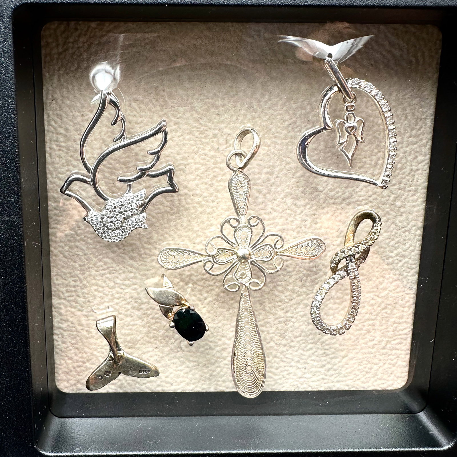 Sterling Silver Lot of Pendants Charms Heart Locket Cat Heart and School House David Anderson: Sterling Silver Lot of Pendants Charms Heart Locket Cat Heart and School House David Anderson