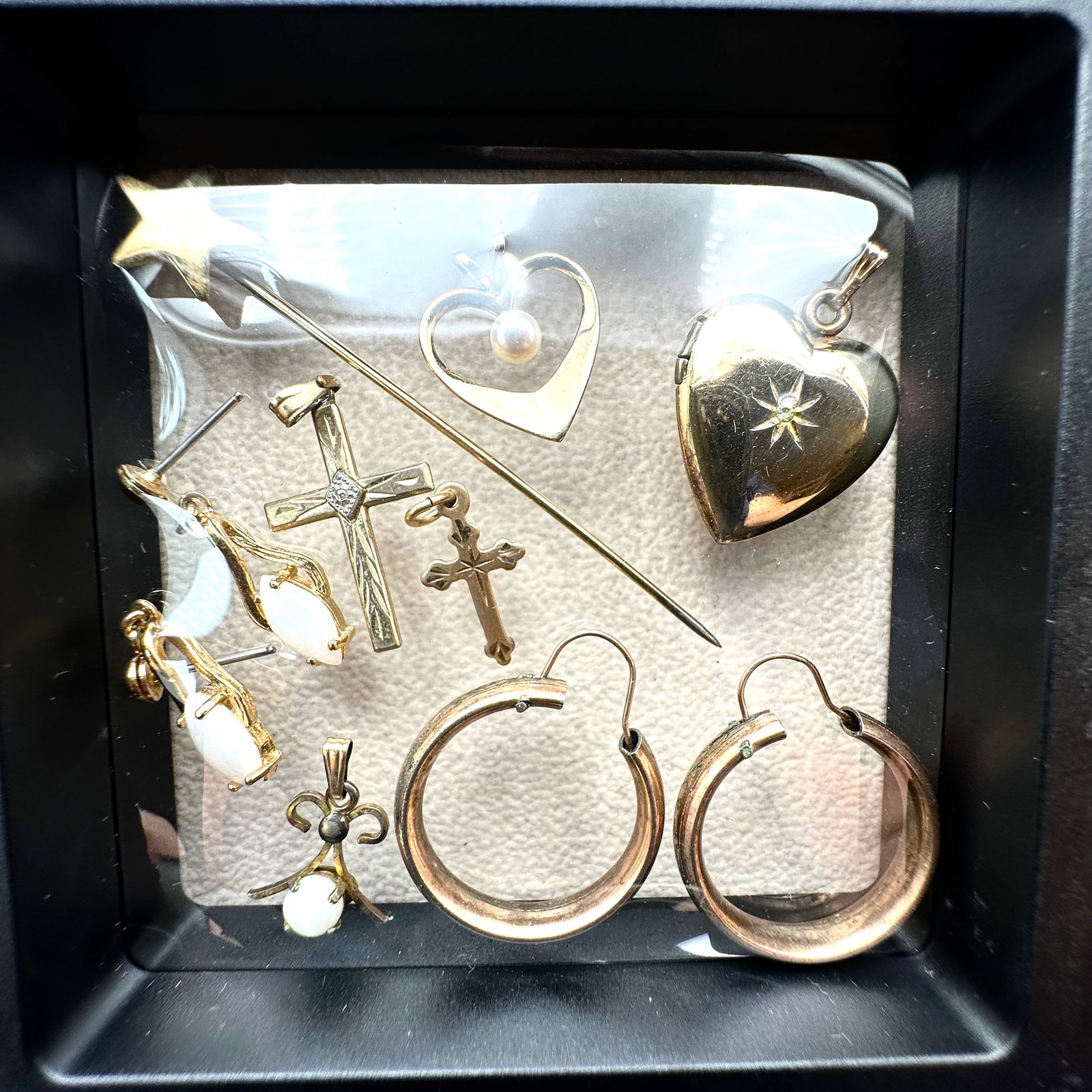 Antique 1920s Era of Saphirets In Gold Filled Setting, Portion of Necklace for Repurpose or Repair (1 of 3)