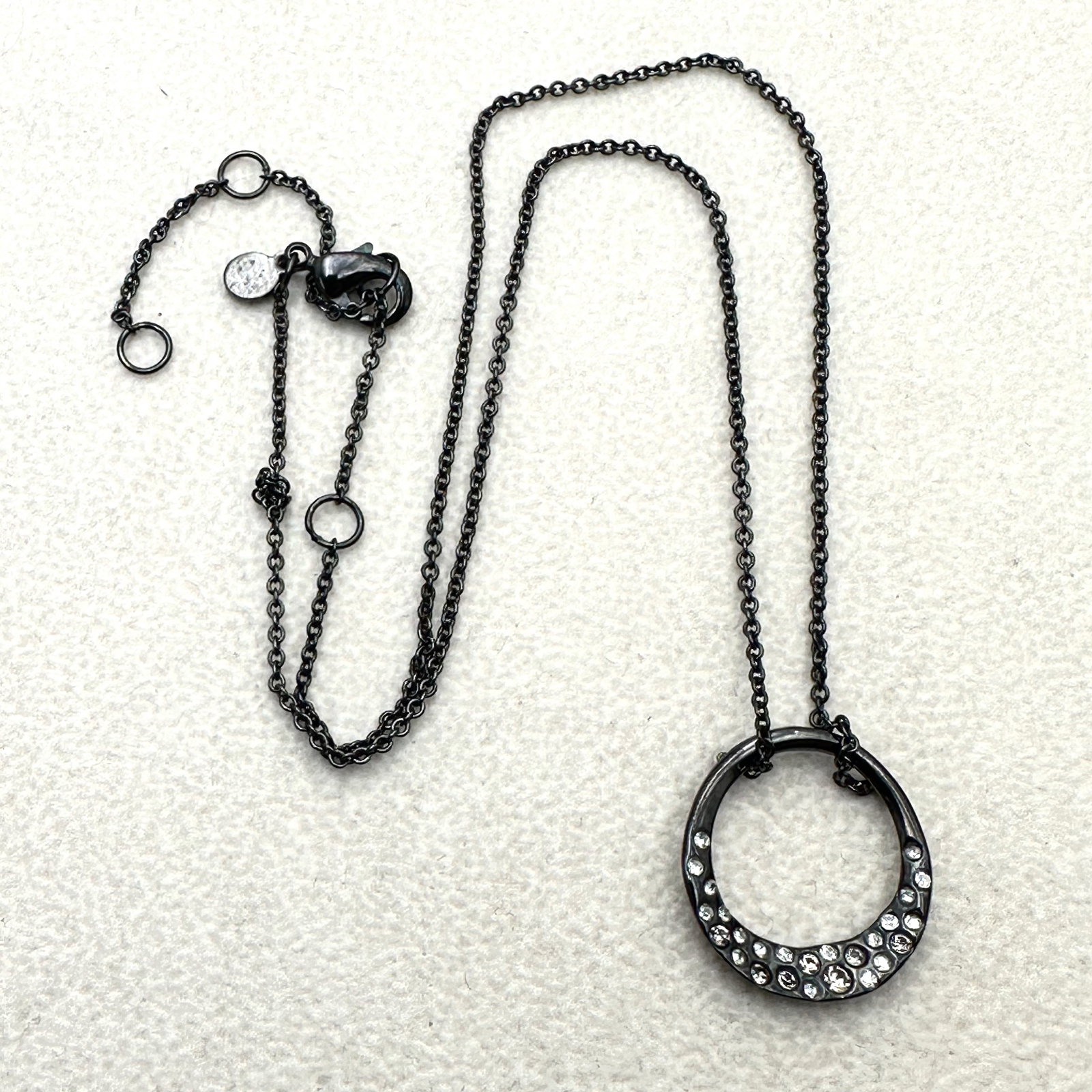 Alexis Bittar Crystal Gunmetal Silver Pendant Necklace 16 Inch (1 of 2)
