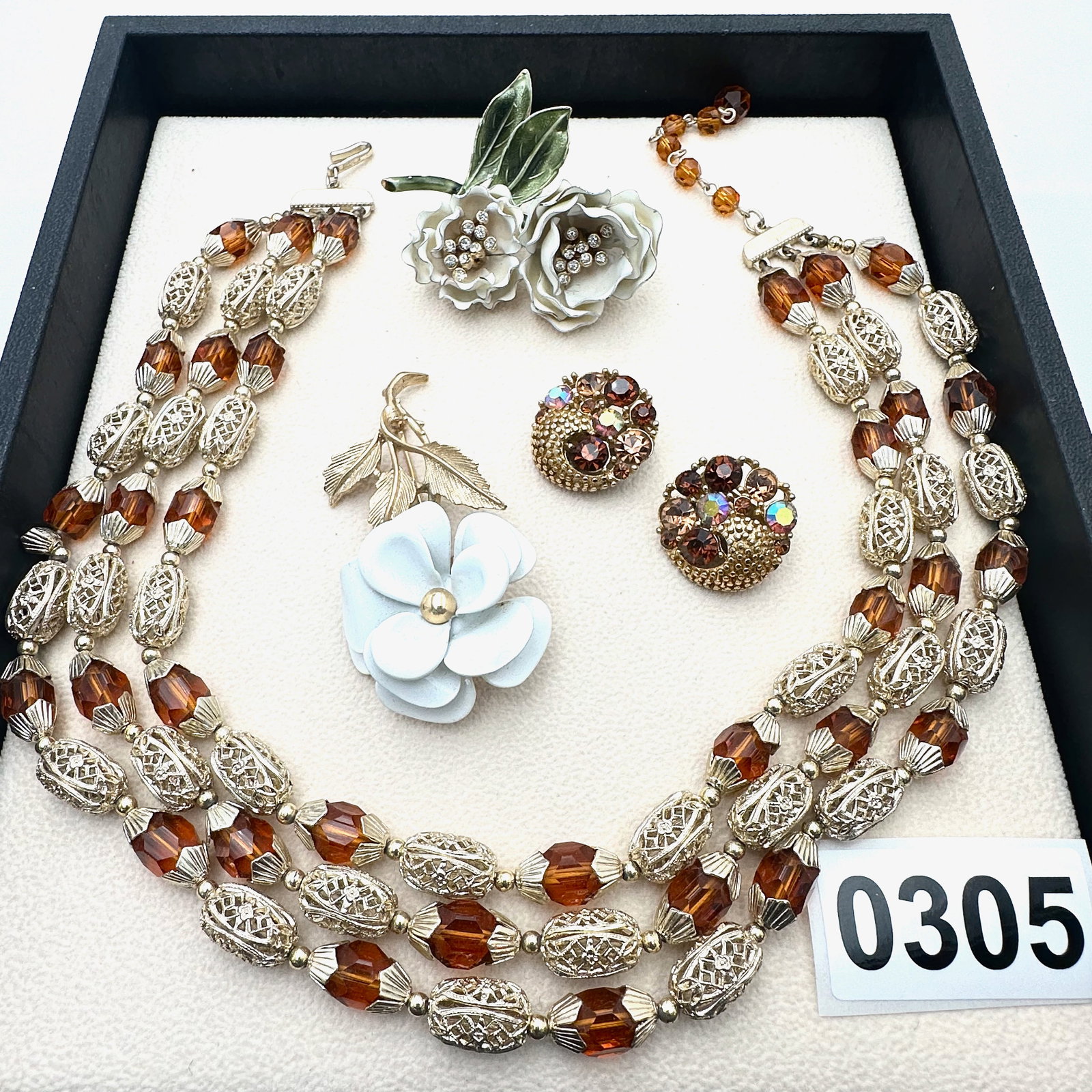 Vintage and Modern Jewelry Group Lot MCM Necklace Lisner Earrings Enamel Flower Brooches (1 of 2)