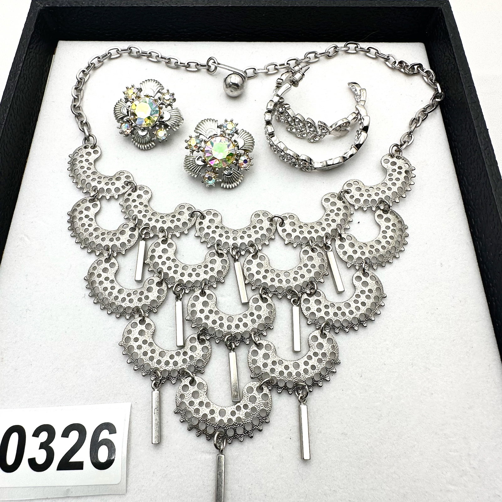 Vintage Sarah Coventry Statement Necklace and Coordinating Crystal Earrings: Vintage Sarah Coventry Statement Necklace and Coordinating Crystal Earrings