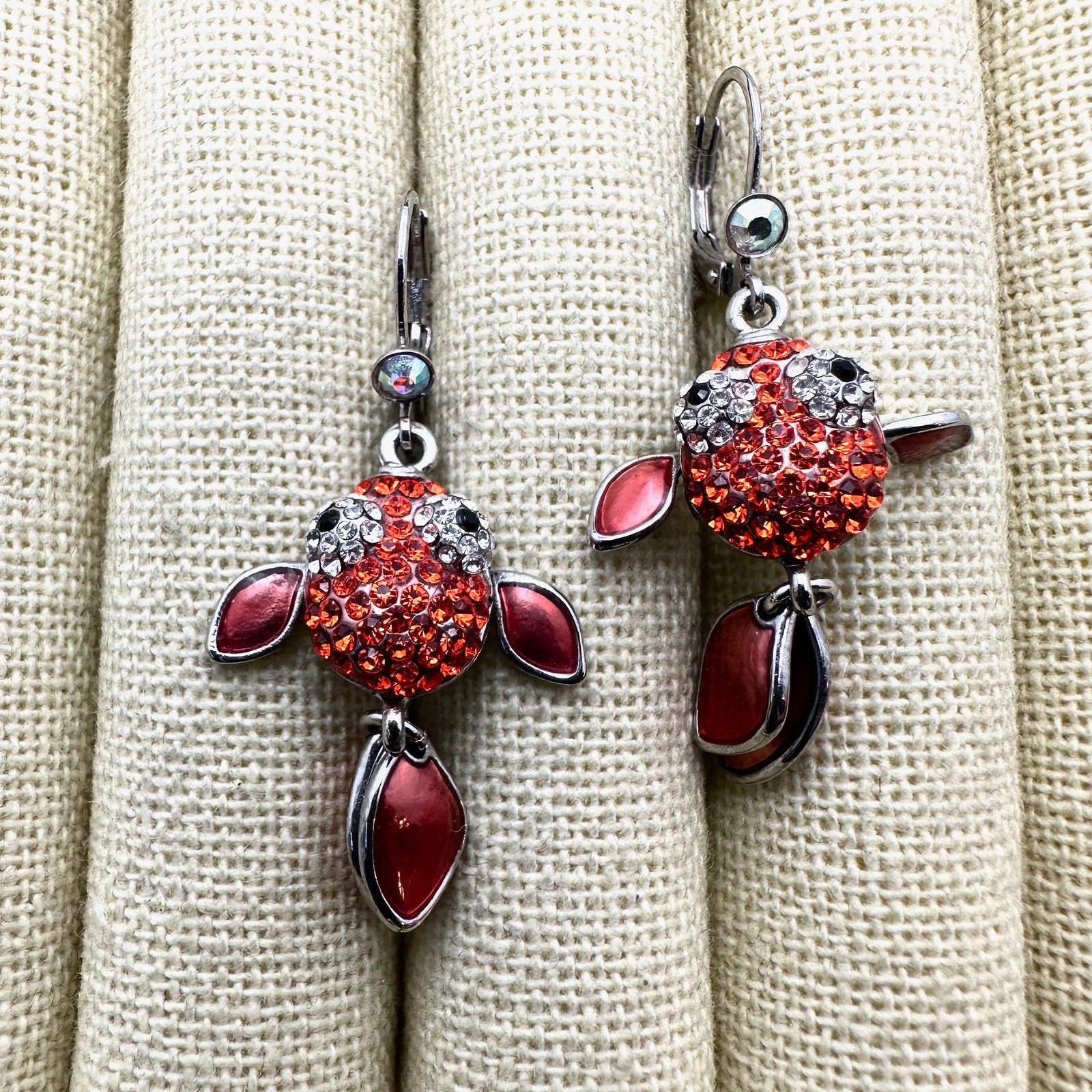Kirks Folly Koi Fish Enamel and Crystal Silver Tone Pierced Earrings 1.5 Inch: Kirks Folly Koi Fish Enamel and Crystal Silver Tone Pierced Earrings 1.5 Inch