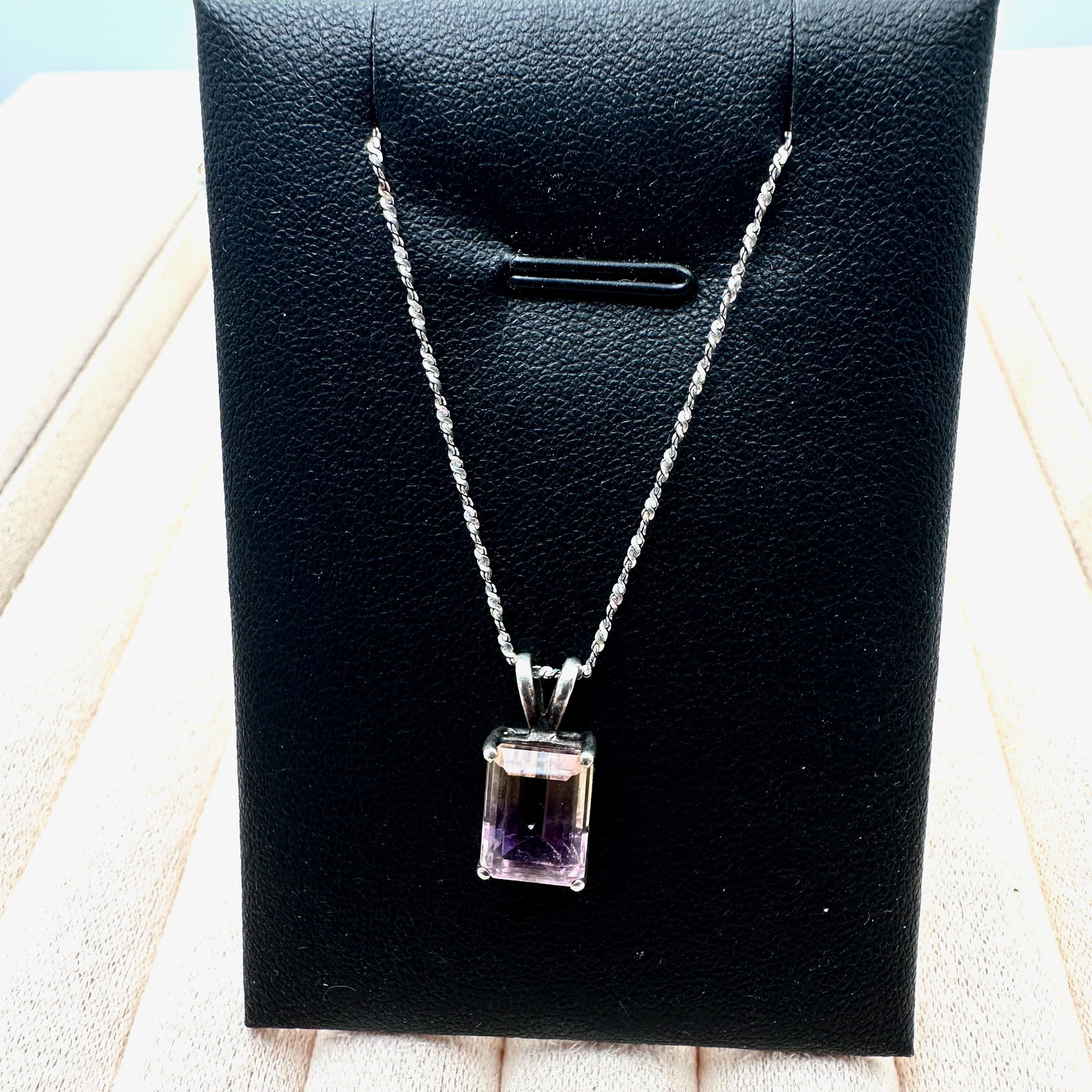 Ametrine Gemstone Pendant Sterling Silver Necklace 17 Inch Chain: Ametrine Gemstone Pendant Sterling Silver Necklace 17 Inch Chain