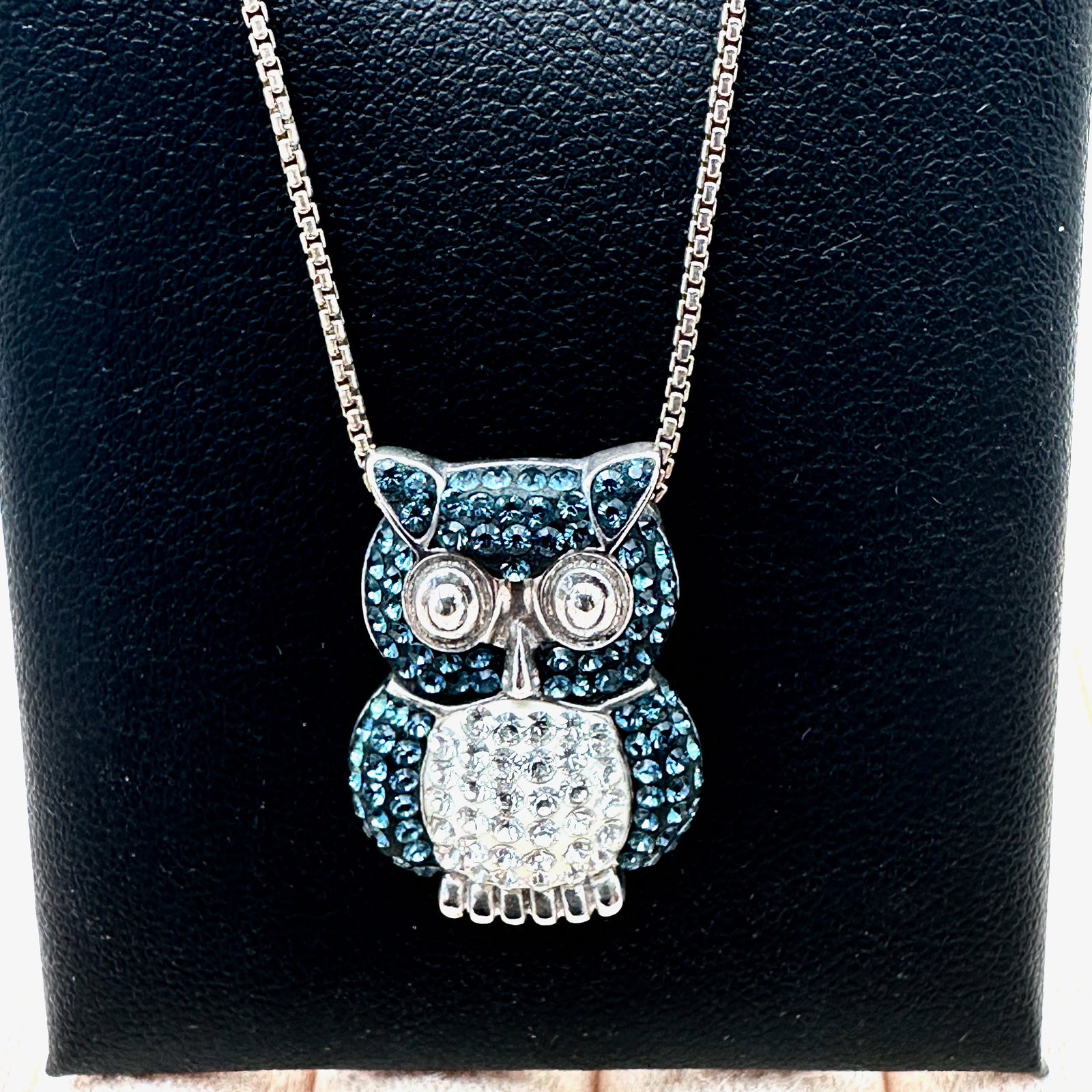Sterling Silver Blue Crystal Owl Pendant Necklace 16 Inch Chain: Sterling Silver Blue Crystal Owl Pendant Necklace 16 Inch Chain