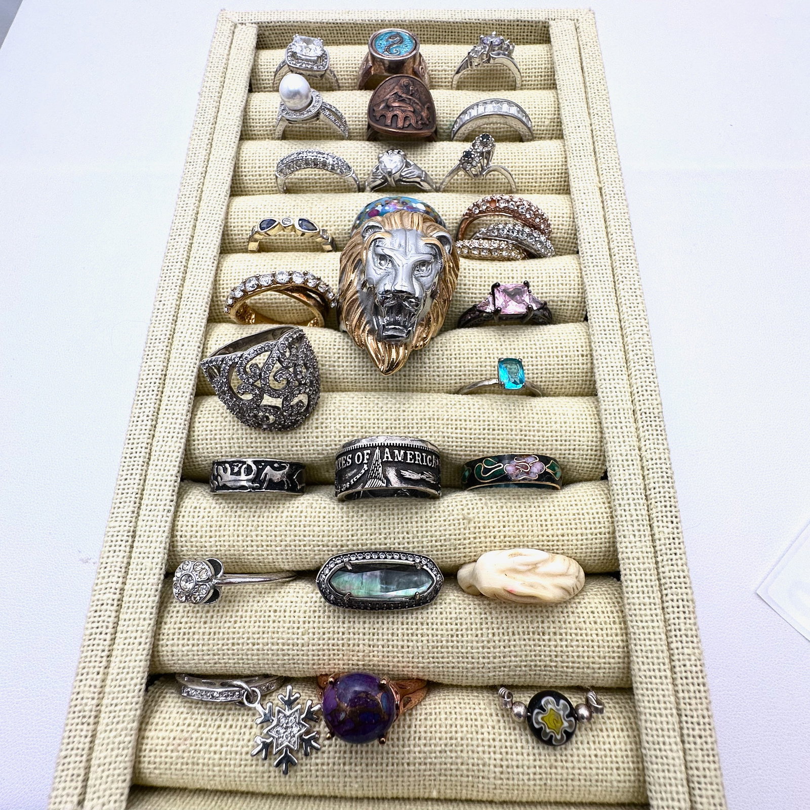 Group Lot of Costume Rings Variety of Sizes Gemstones Cubic Zirconia's Bands and More (1 of 2)