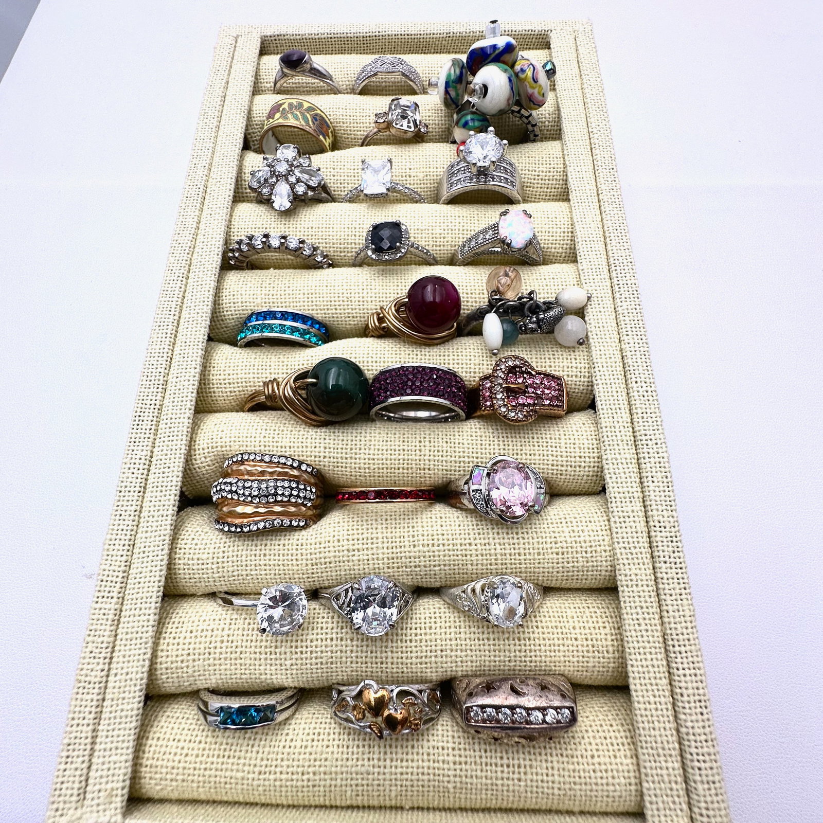 Group Lot of Costume Rings Variety of Sizes Gemstones Cubic Zirconia's Bands and More (1 of 2)