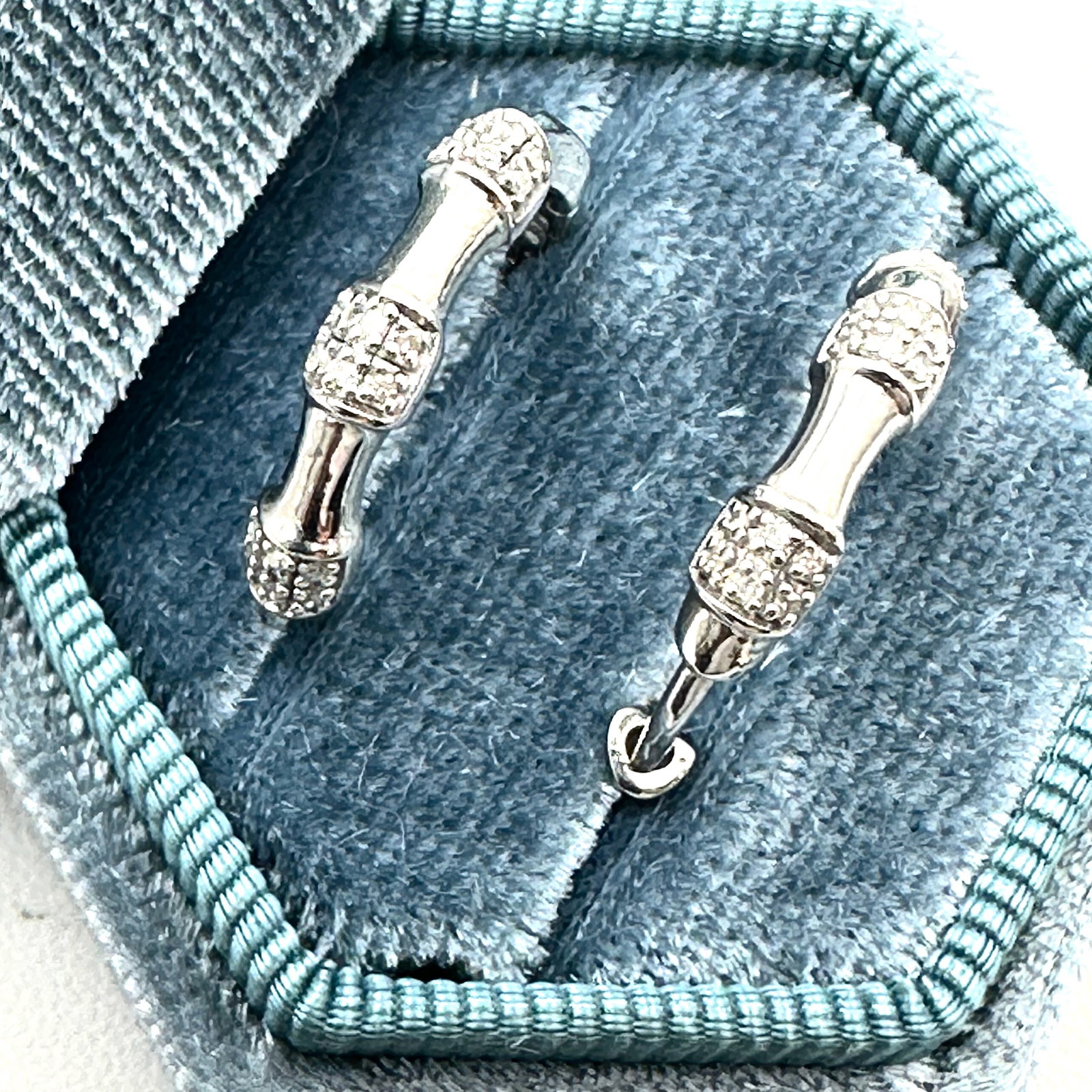 Diamond Sterling Silver 3/4 Inch Pierced Hoop Earrings Box Included: Diamond Sterling Silver 3/4 Inch Pierced Hoop Earrings Box Included