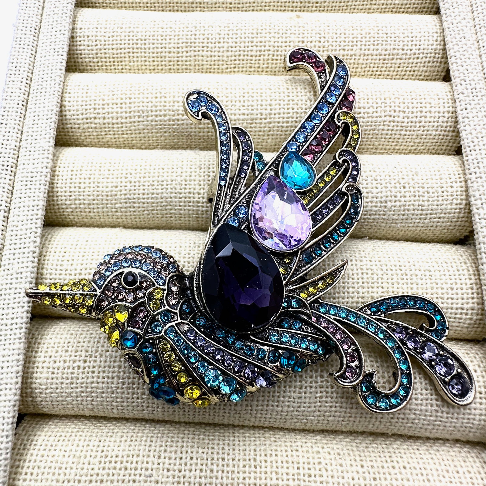 Multicolor Crystal Bird Gold Tone Brooch Pin 3 Inch: Multicolor Crystal Bird Gold Tone Brooch Pin 3 Inch