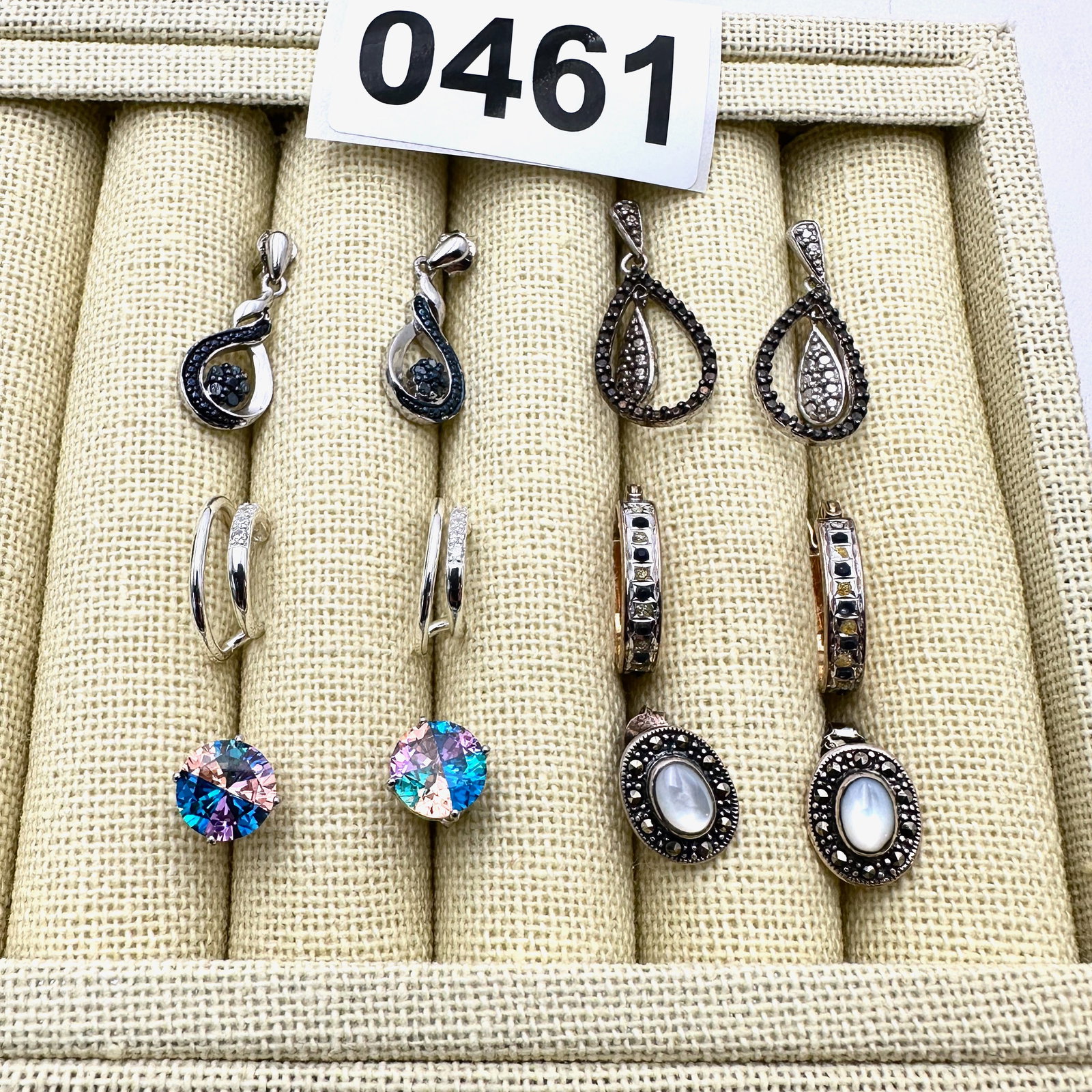 Group Lot of Sterling Silver Earrings Pierced Gemstones Cubic Zirconia's and More: Group Lot of Sterling Silver Earrings Pierced Gemstones Cubic Zirconia's and More