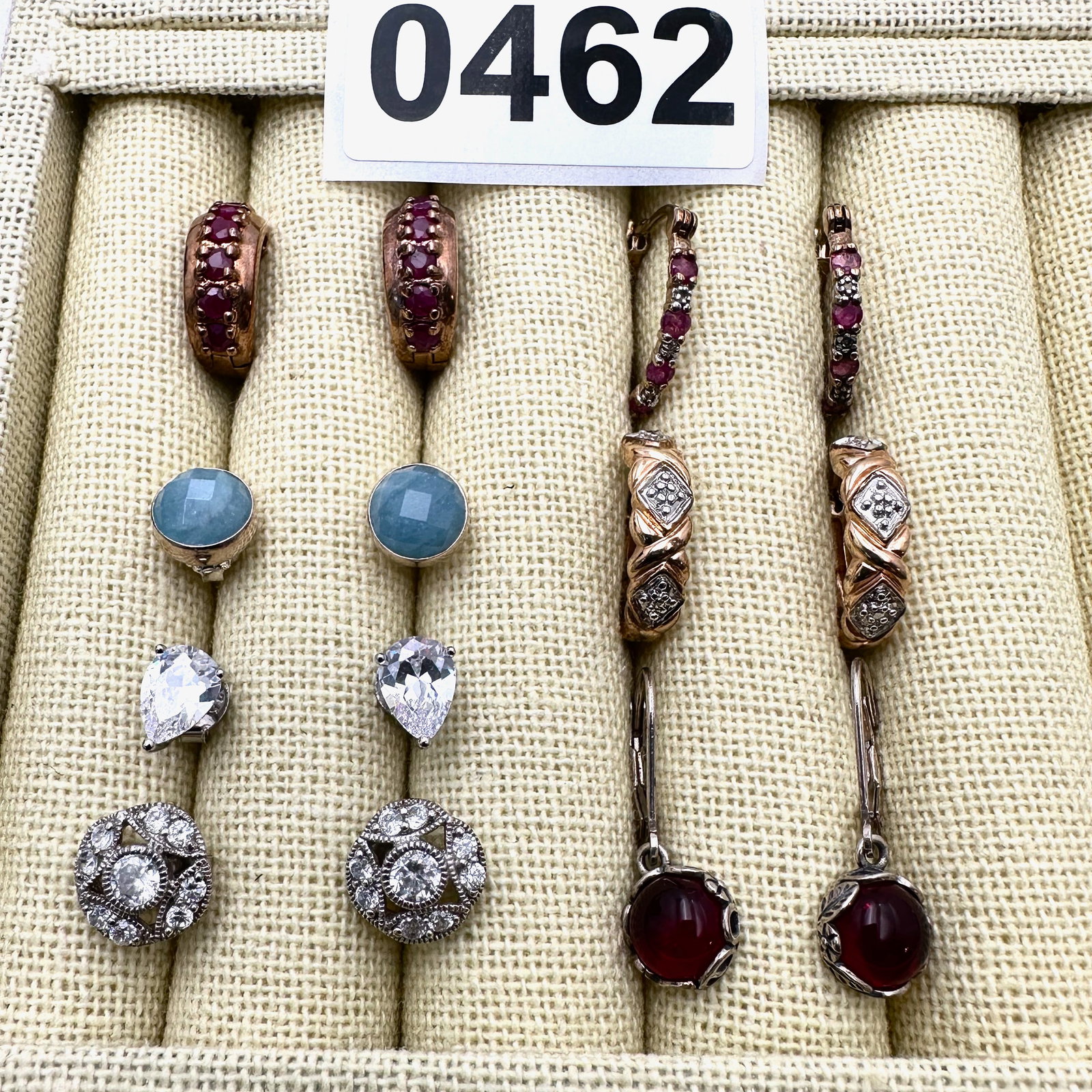 Group Lot of Sterling Silver Earrings Pierced Gemstones Cubic Zirconia's and More: Group Lot of Sterling Silver Earrings Pierced Gemstones Cubic Zirconia's and More