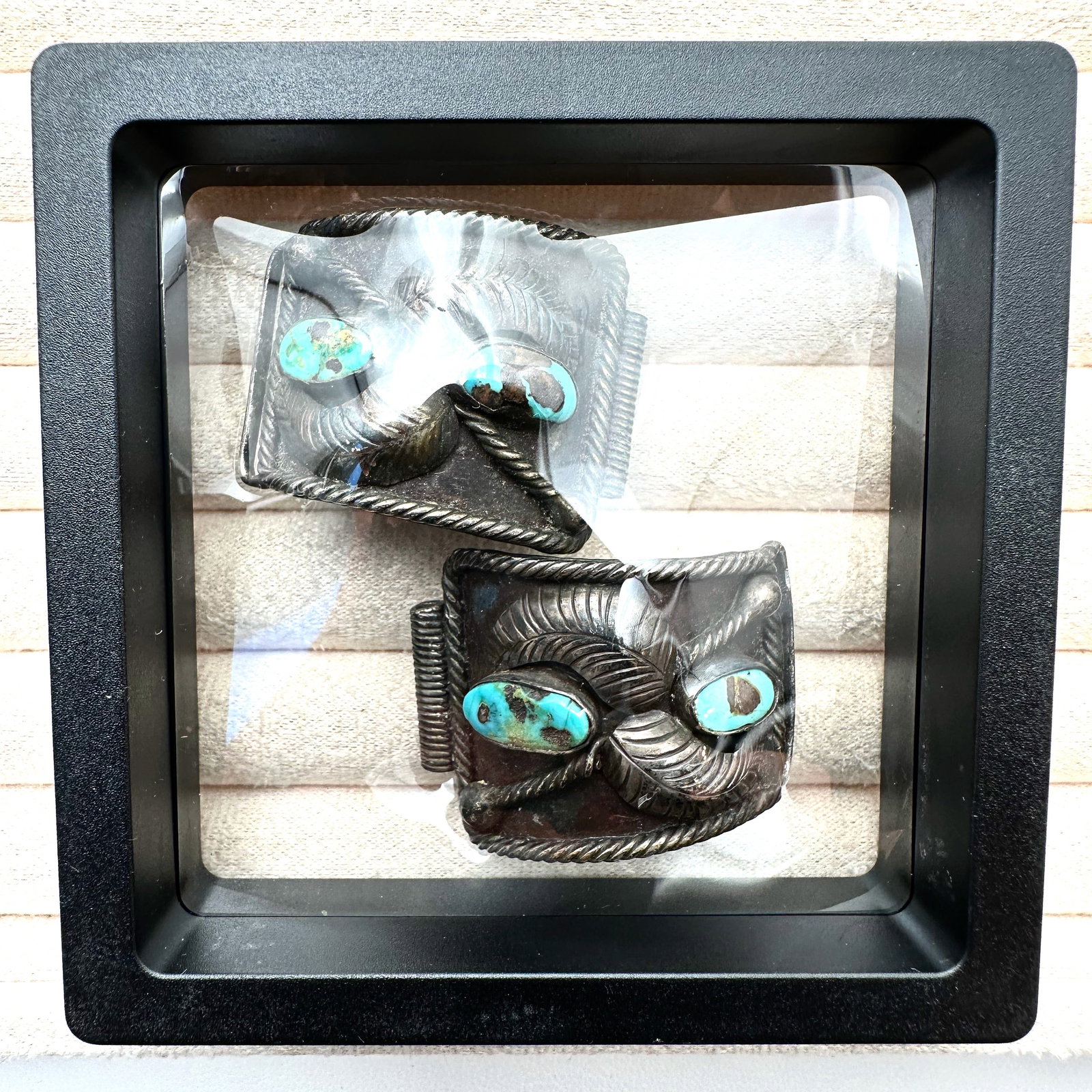 Vintage Native American Turquoise Sterling Silver Watch Clips 1.75 Inch Each Hallmarked (1 of 2)