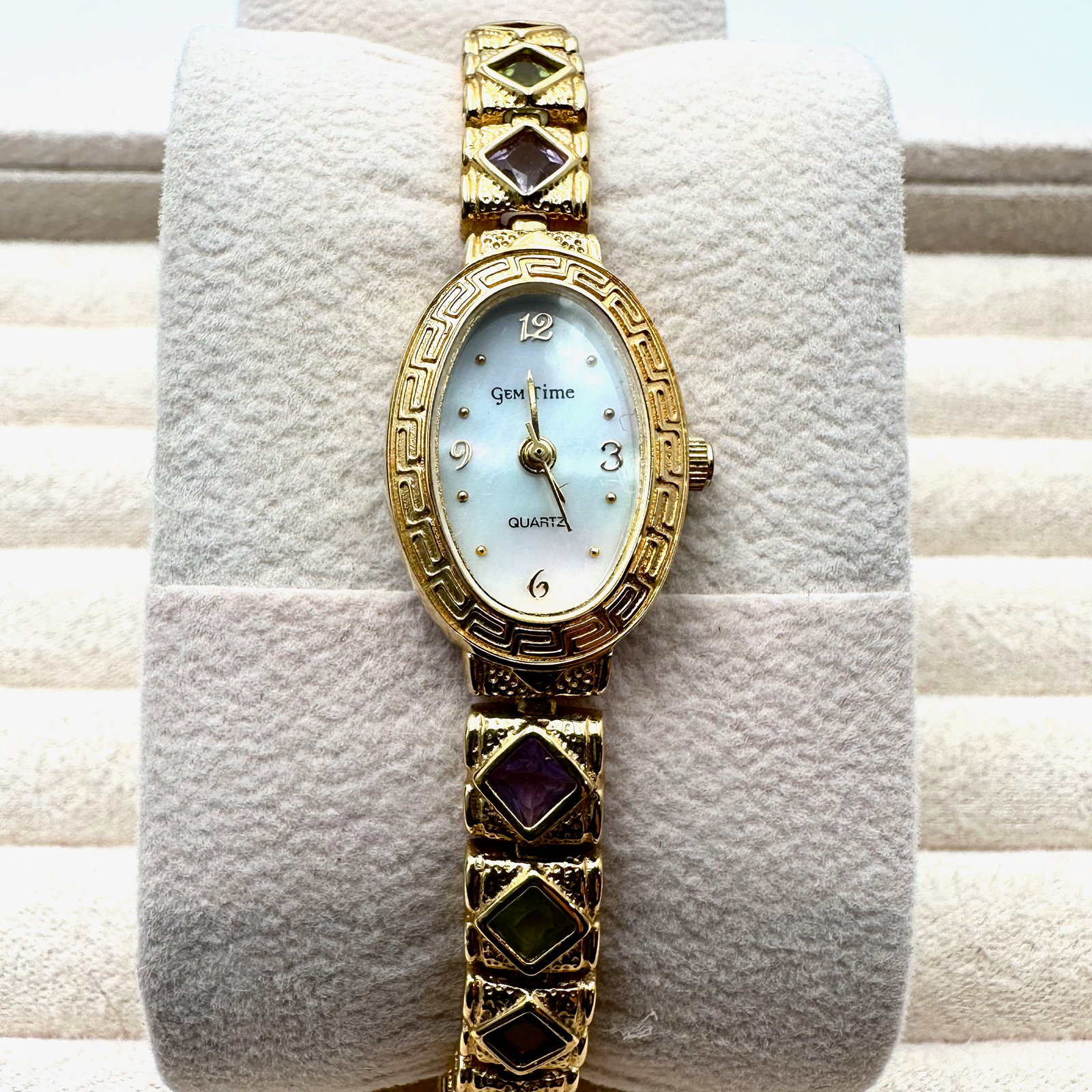 Gem Time Multi Gemstone Gold Plated Sterling Silver Watch 6.5 Inch: Gem Time Multi Gemstone Gold Plated Sterling Silver Watch 6.5 Inch