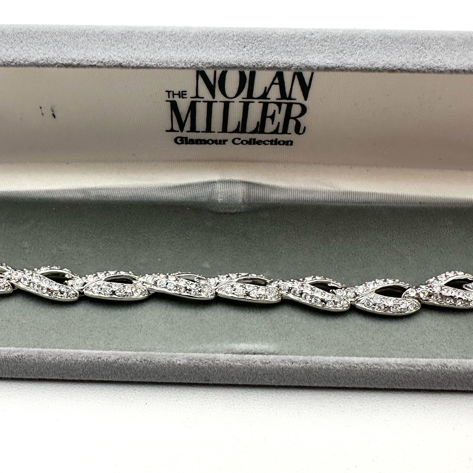 Vintage Nolan Miller Clear Crystal Silver Bracelet In Original Box (1 of 2)
