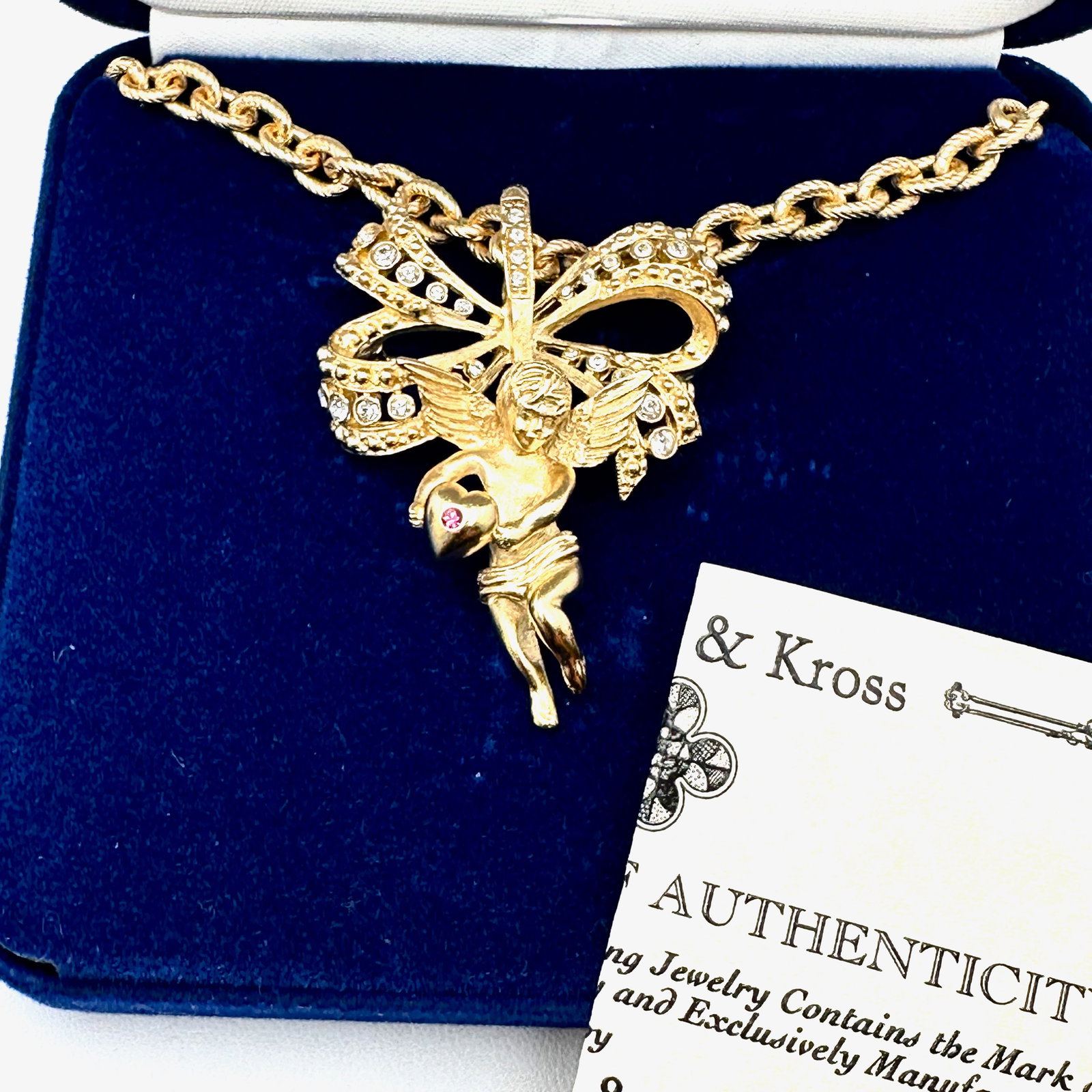 Vintage Camrose & Kross Jackie Kennedy Replica Angel Pendant Gold Necklace Box and Paperwork (1 of 2)
