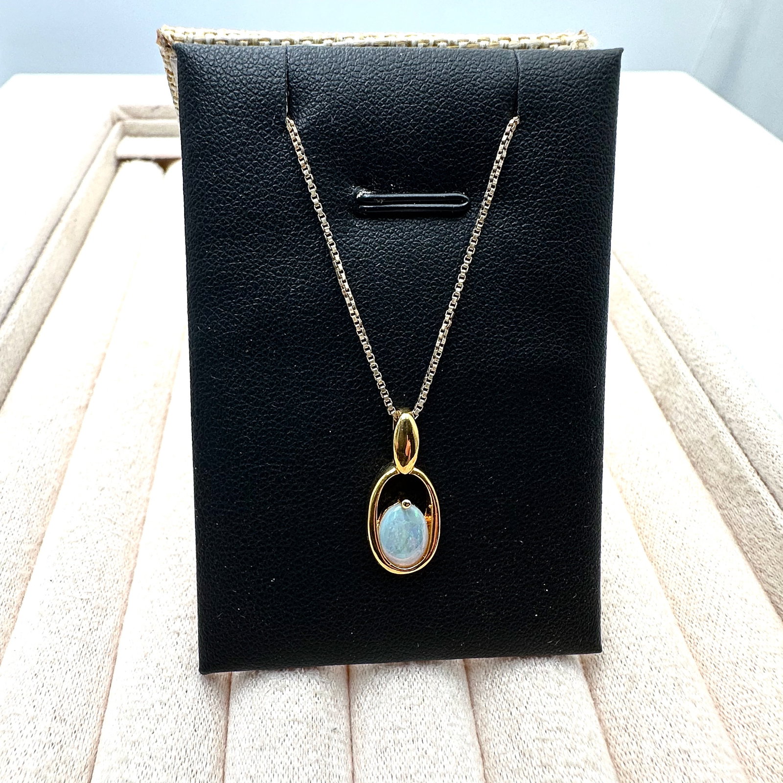 Opal Pendant Gold Plated Sterling Silver Necklace Chain 18 Inch: Opal Pendant Gold Plated Sterling Silver Necklace Chain 18 Inch