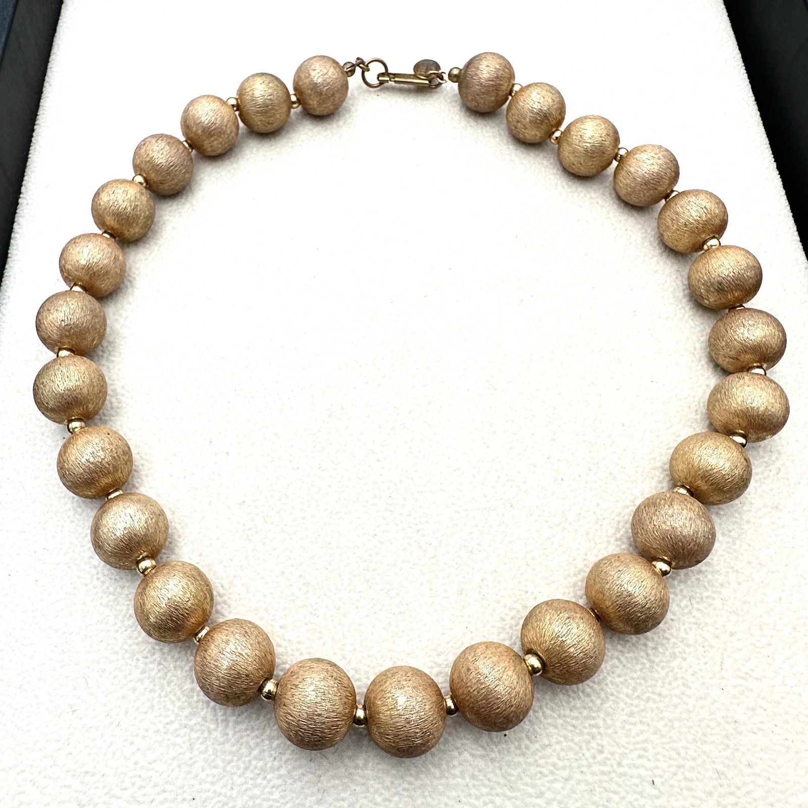 Vintage Miriam Haskell Antiqued Gold Tone Bead Choker Necklace 16 Inch (1 of 2)