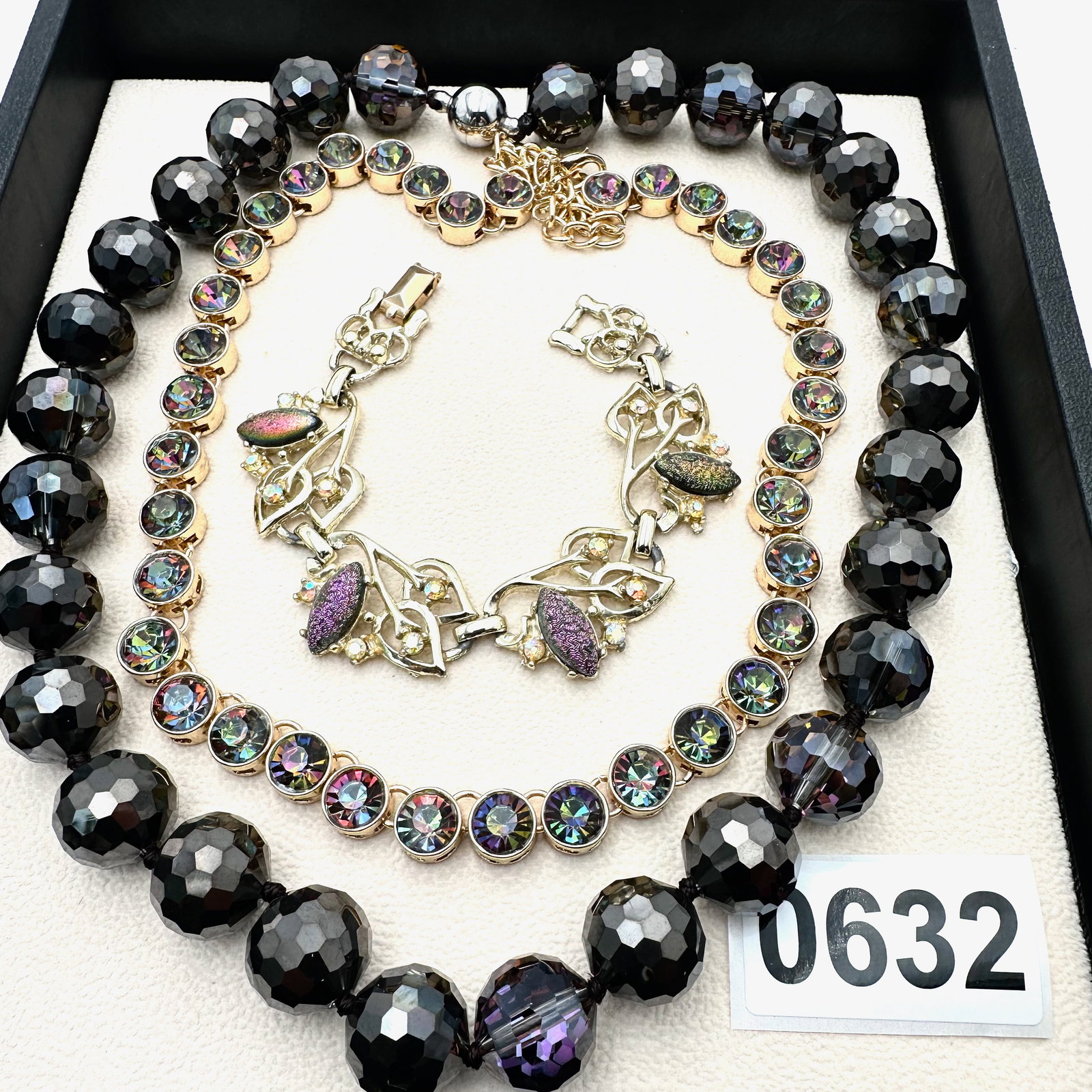 Vintage and Modern Jewelry Group Lot Aurora Borealis Crystal Necklaces Gold Tone Bracelet: Vintage and Modern Jewelry Group Lot Aurora Borealis Crystal Necklaces Gold Tone Bracelet