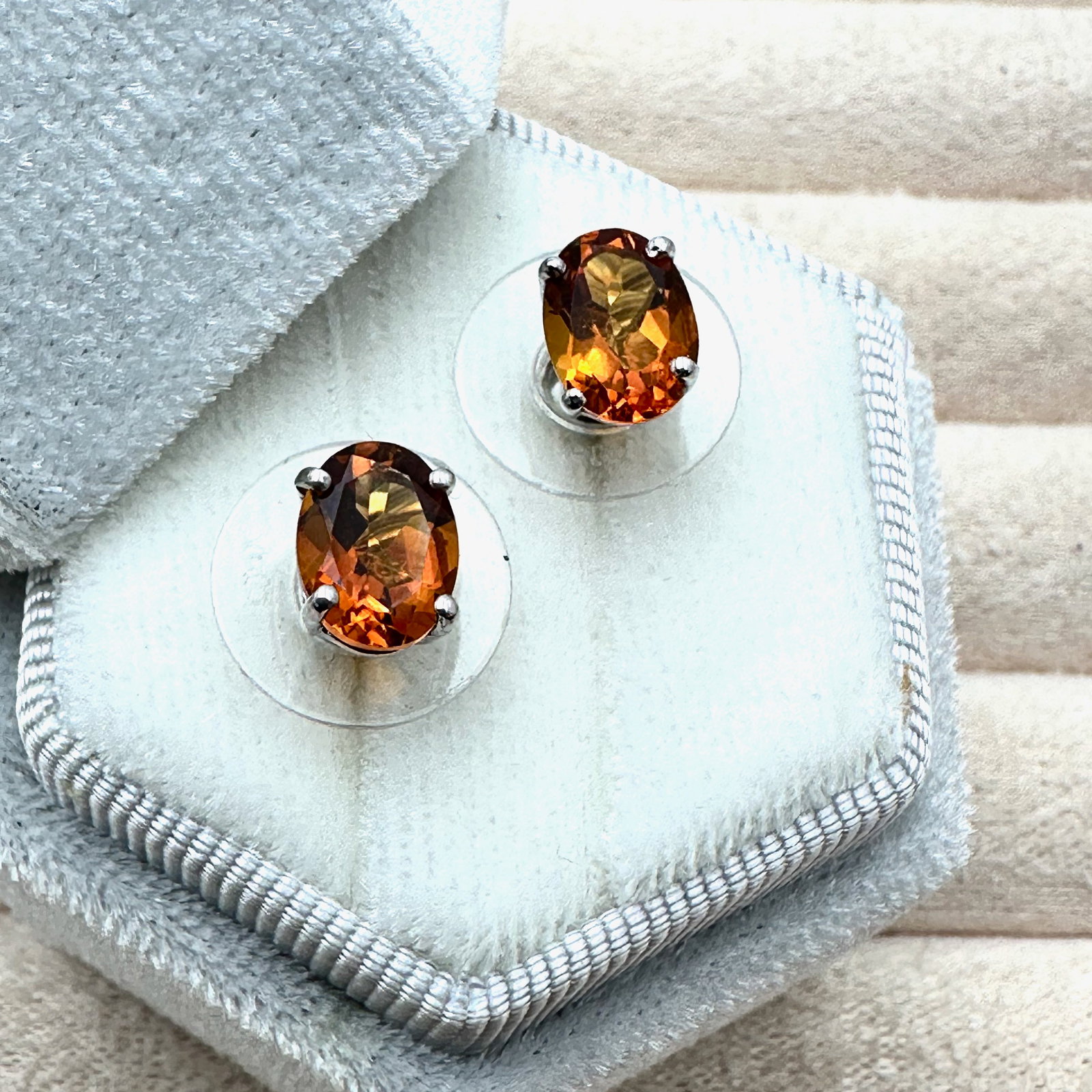 Topaz Sterling Silver Pierced Stud Earrings Box Included: Topaz Sterling Silver Pierced Stud Earrings Box Included