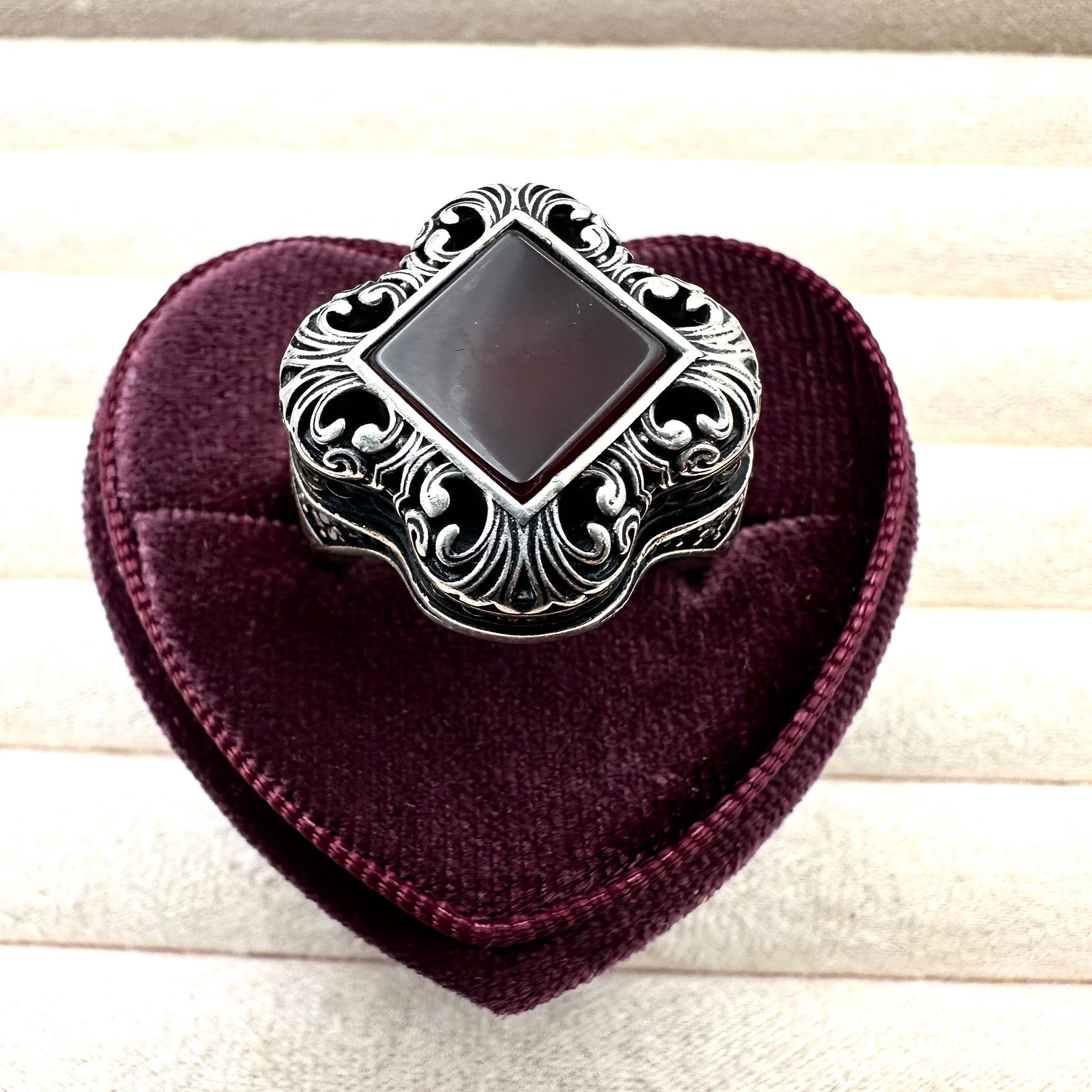 Big Chunky Designer? Sterling Silver Gold Accent Carnelian Ring Size 11 (1 of 2)