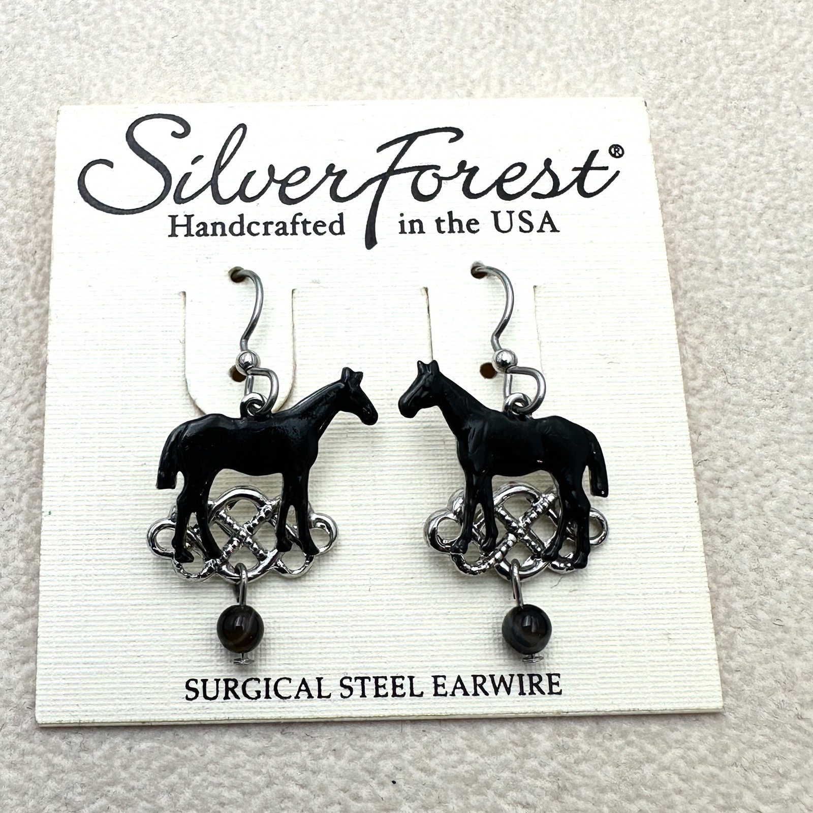 Silver Forest Sterling Silver Enamel Horse Design Pierced Earrings on Original Card (1 of 2)