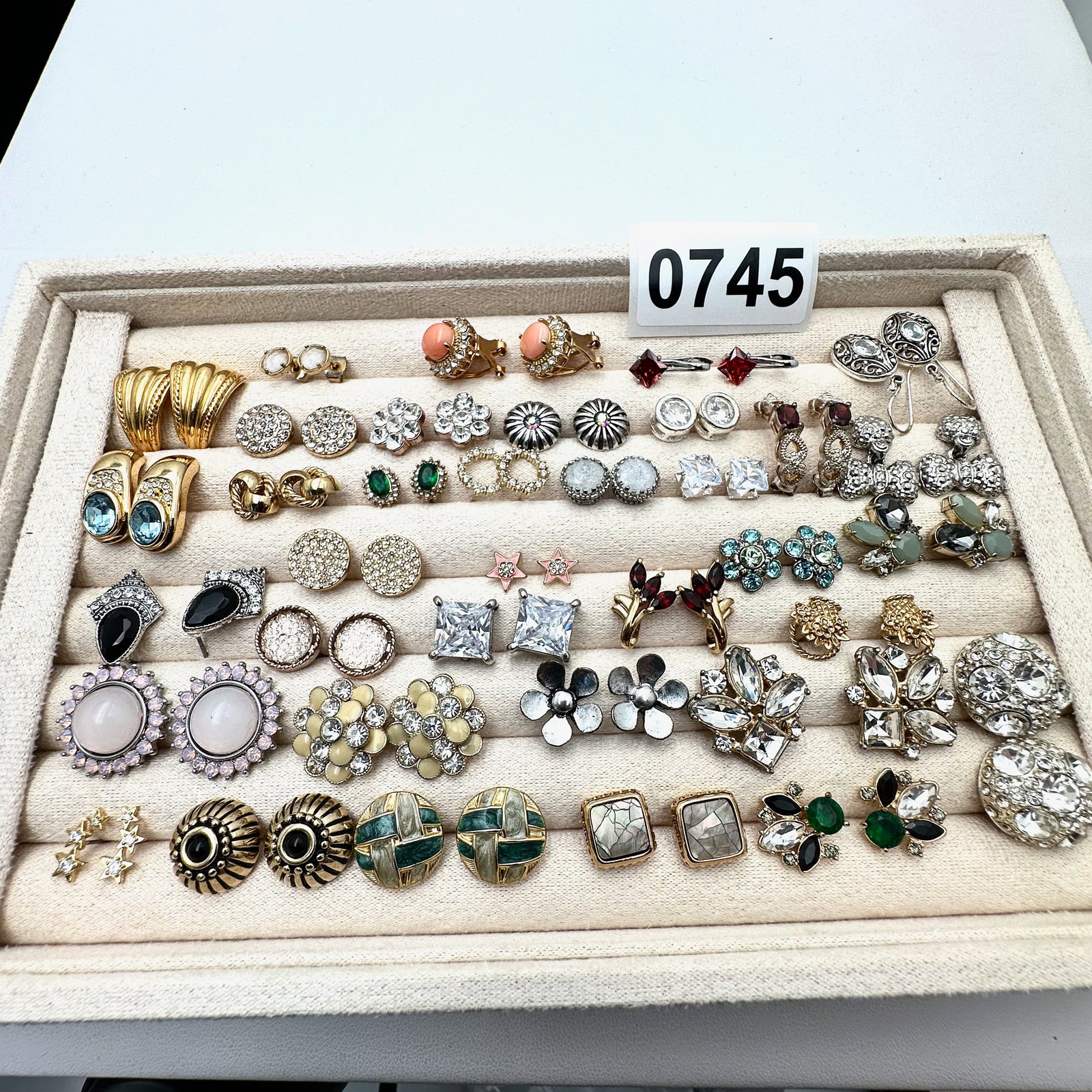 Vintage and Modern Group Lot of Pierced and Clip Earrings Mixed Metal Studs and Pierced Earrings (1 of 2)