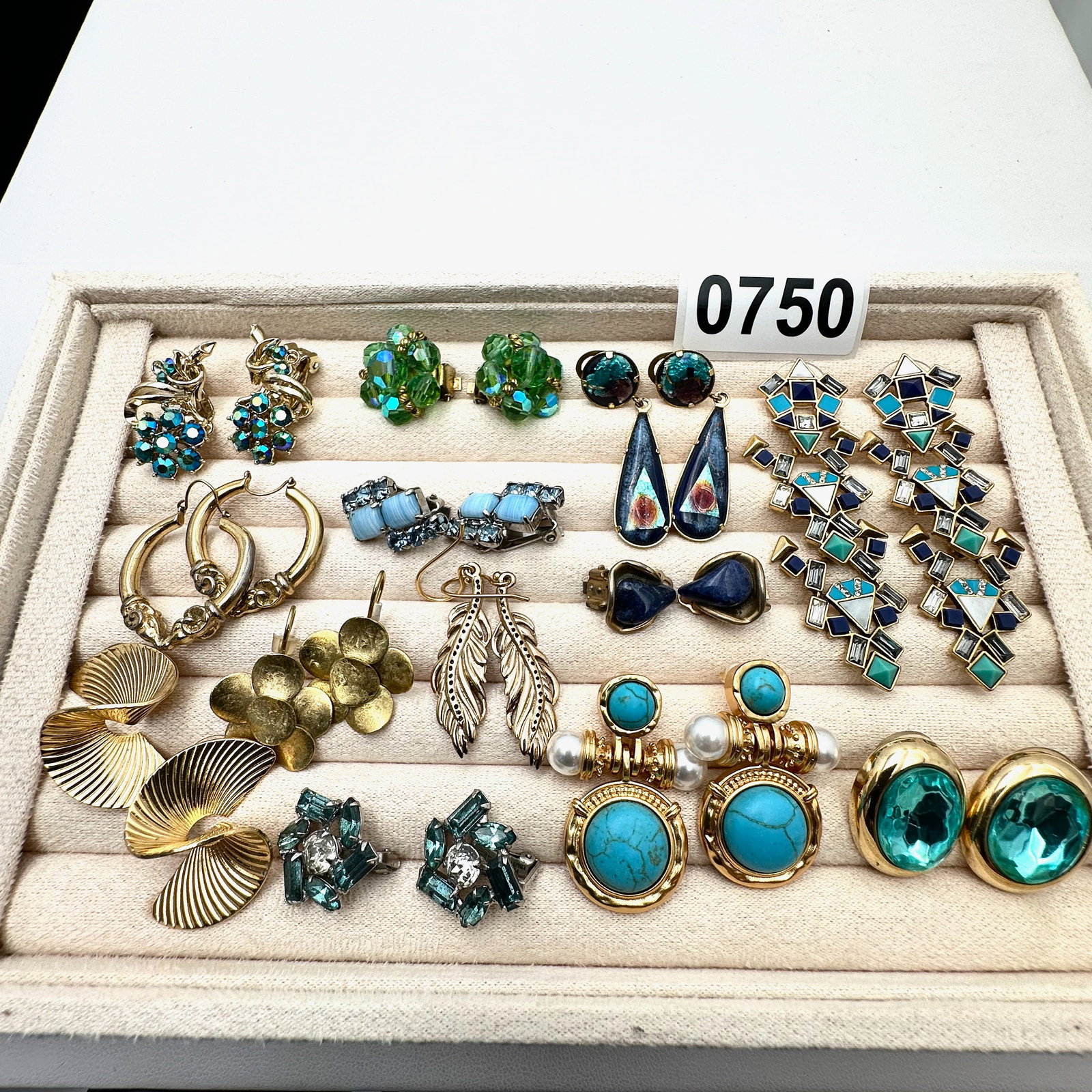 Vintage and Modern Group Lot of Pierced and Clip Earrings Blue Green Aqua: Vintage and Modern Group Lot of Pierced and Clip Earrings Blue Green Aqua