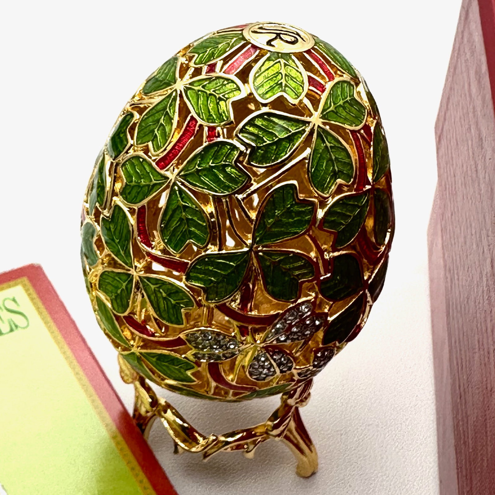 Vintage Joan Rivers Imperial Treasures Spring Clover Egg Original Box and Paperwork Included: Vintage Joan Rivers Imperial Treasures Spring Clover Egg Original Box and Paperwork Included