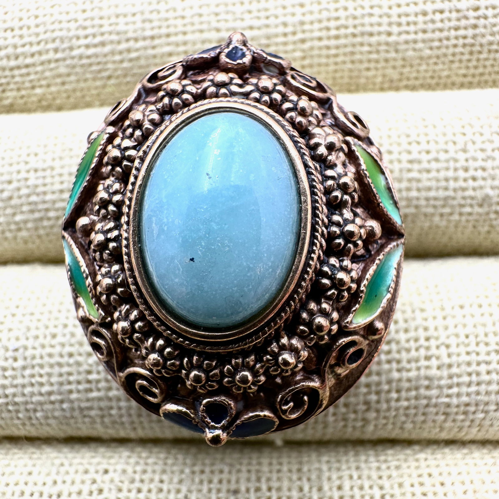 Amy Kahn Russell Enamel Gemstone Bronze Ring Size 7 (1 of 2)