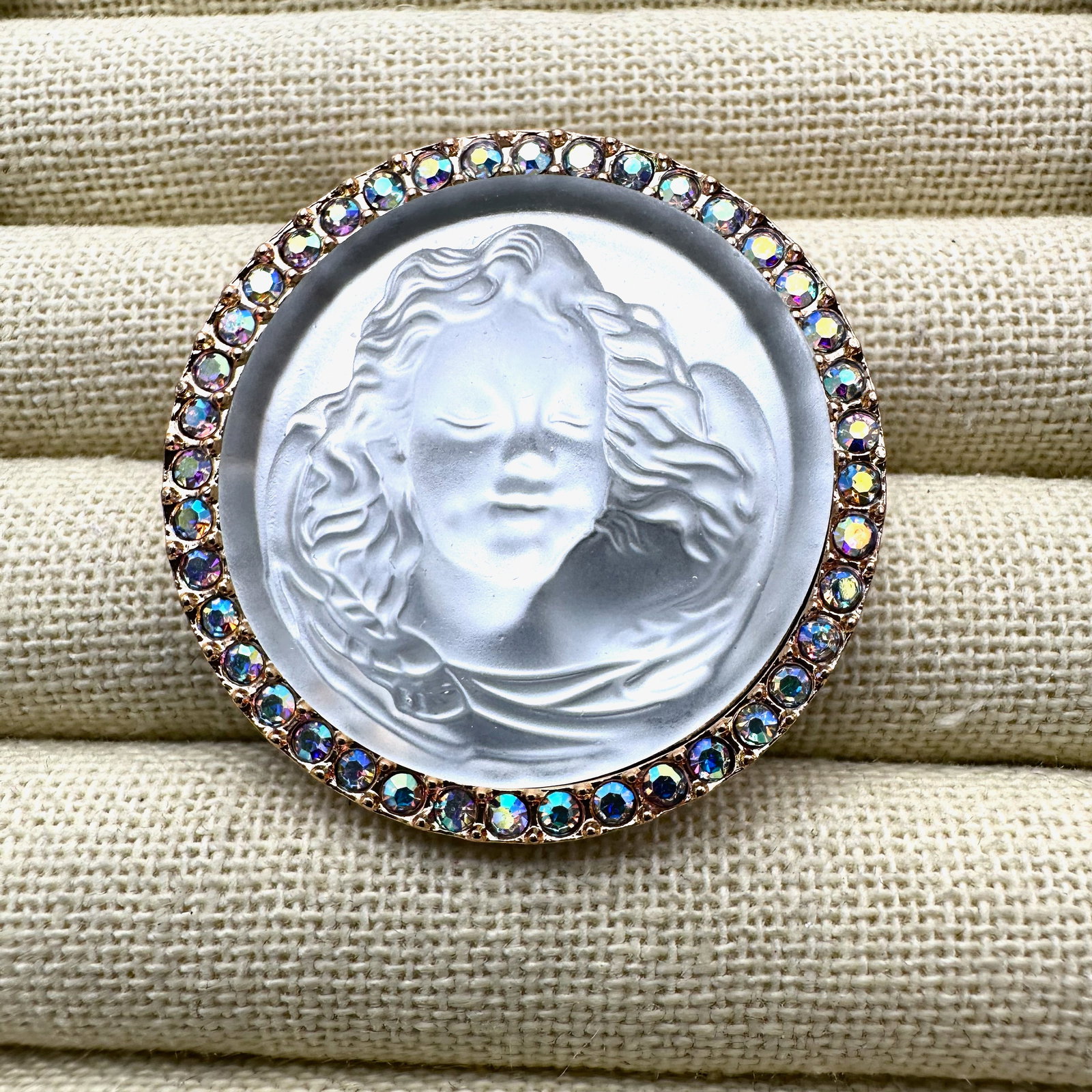 Kirks Folly Opalescent Crystal Angel Gold Tone Brooch Pin 1.75 Inch: Kirks Folly Opalescent Crystal Angel Gold Tone Brooch Pin 1.75 Inch