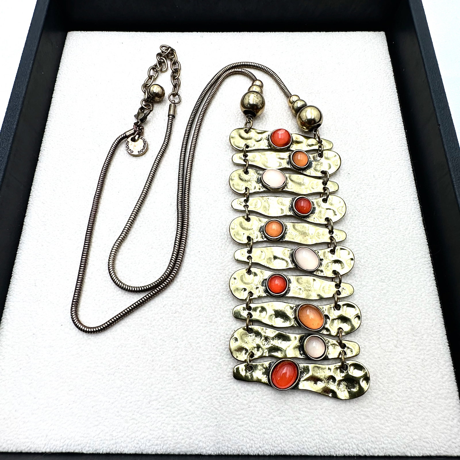 Spanish Designer Adolfo Dominquez Statement Pendant Gold Tone Necklace (1 of 2)