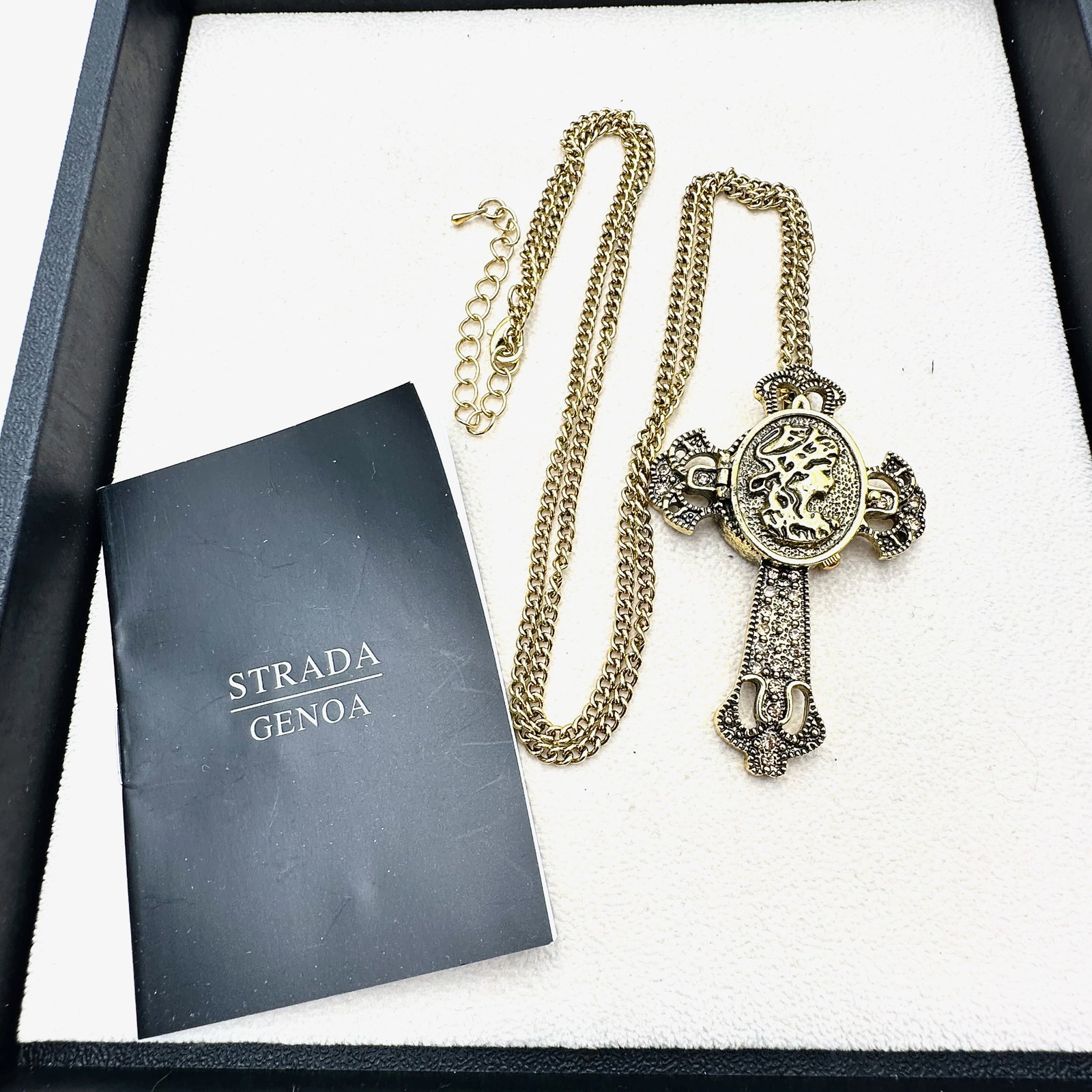 Strada Gold tone Cross Watch Pendant Necklace May Need New Battery: Strada Gold tone Cross Watch Pendant Necklace May Need New Battery