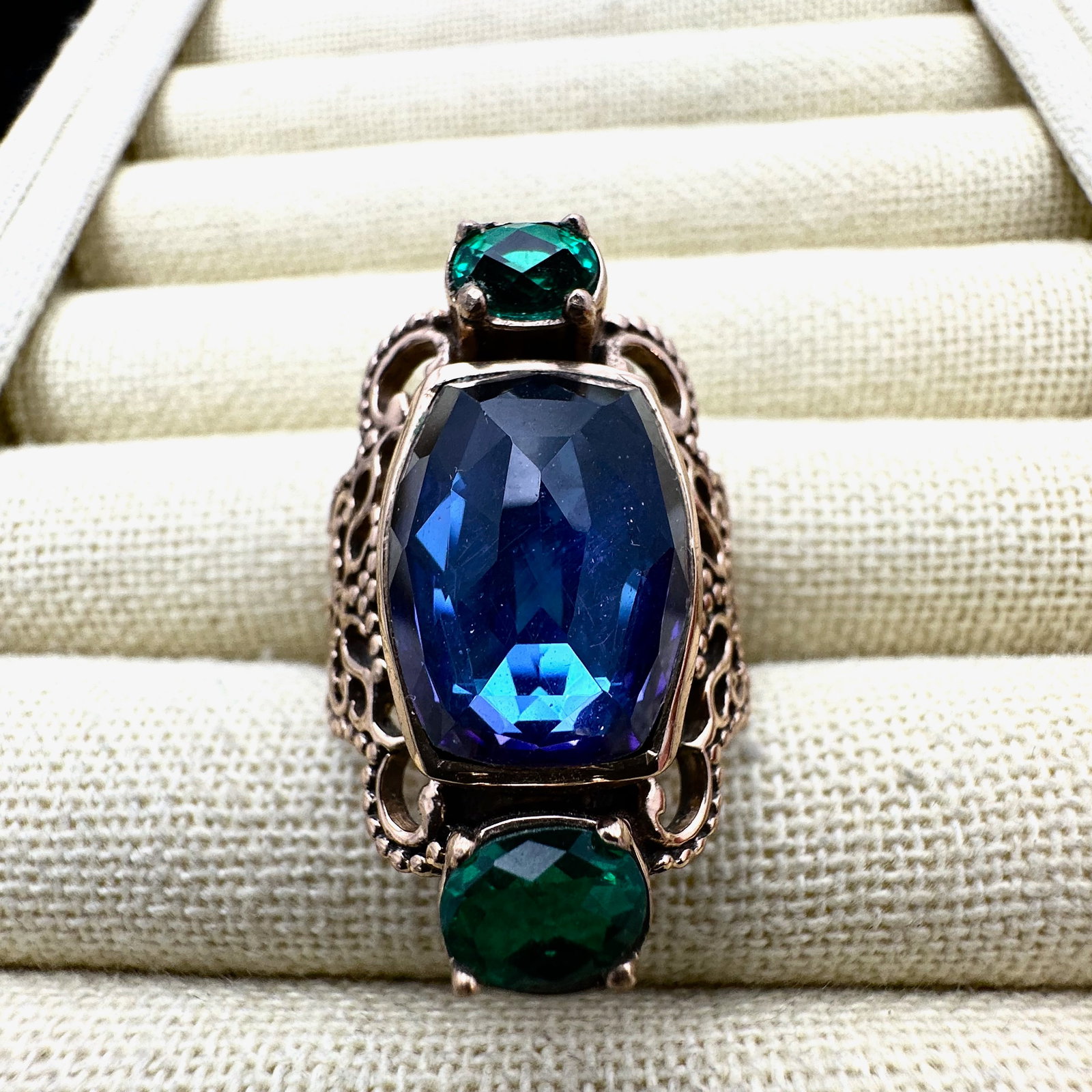 Sajen Multi Gemstone Bronze Ring Size 9.5: Sajen Multi Gemstone Bronze Ring Size 9.6