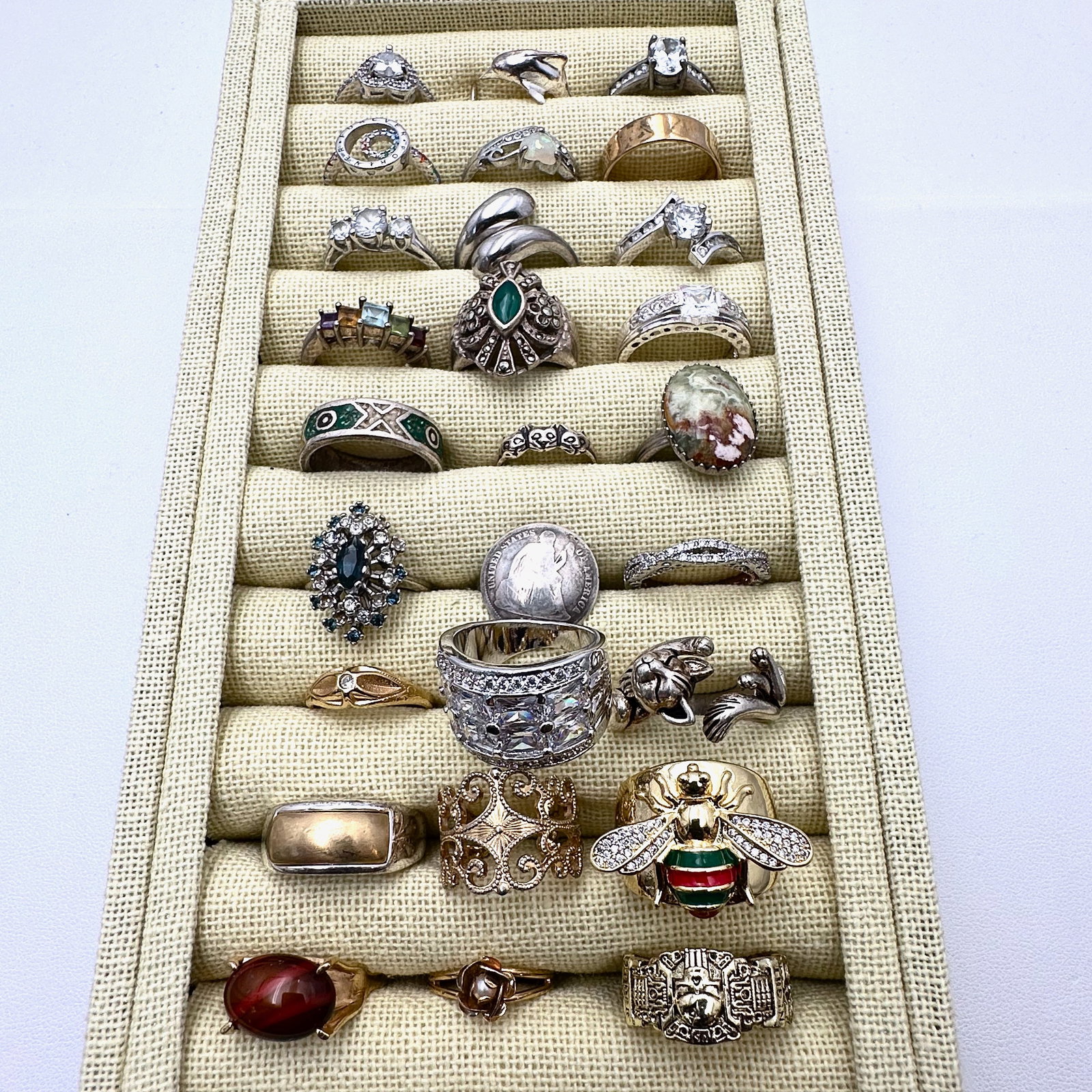 Group Lot of Costume Rings Variety of Sizes Gemstones Cubic Zirconia's Bands and More (1 of 2)