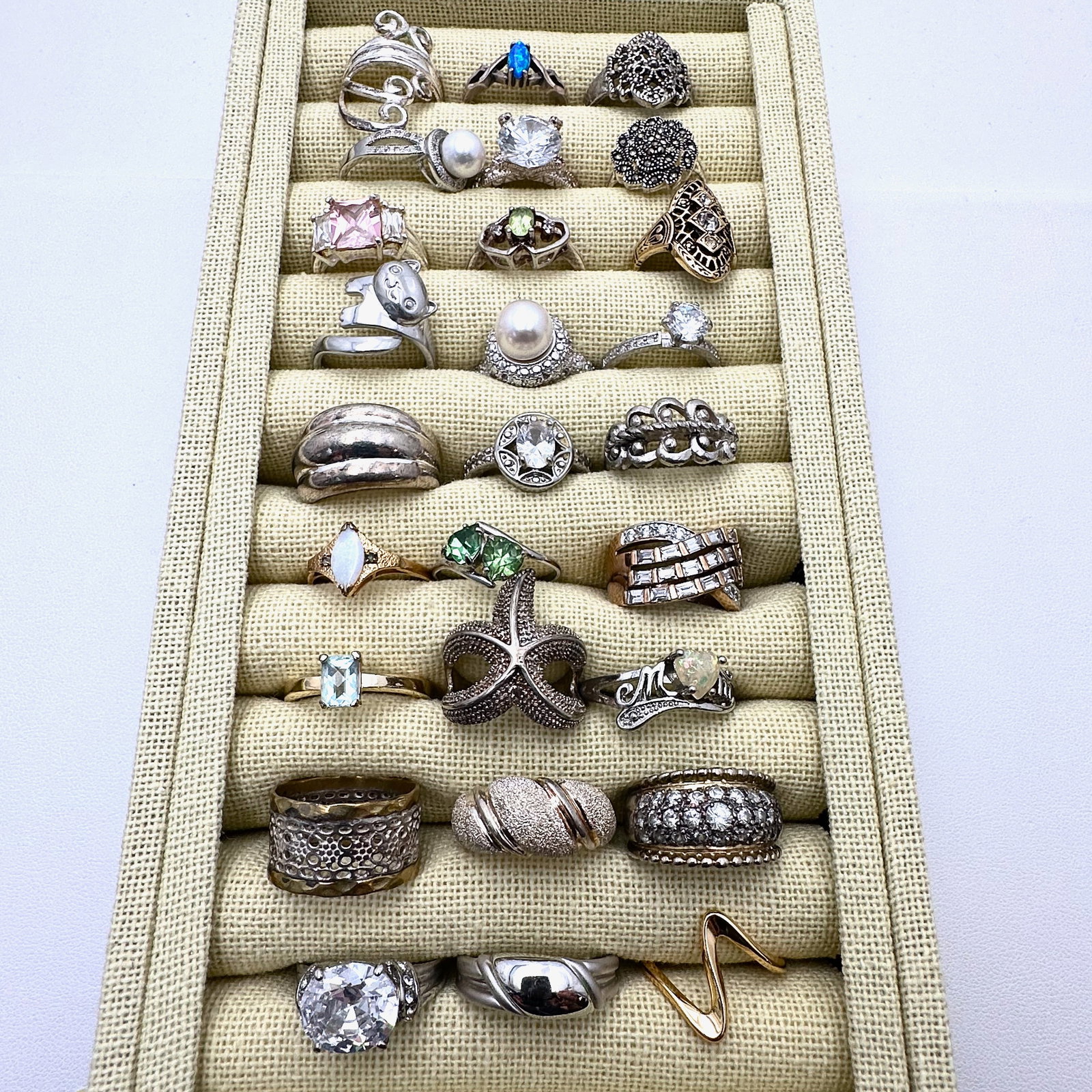 Group Lot of Costume Rings Variety of Sizes Gemstones Cubic Zirconia's Bands and More (1 of 2)