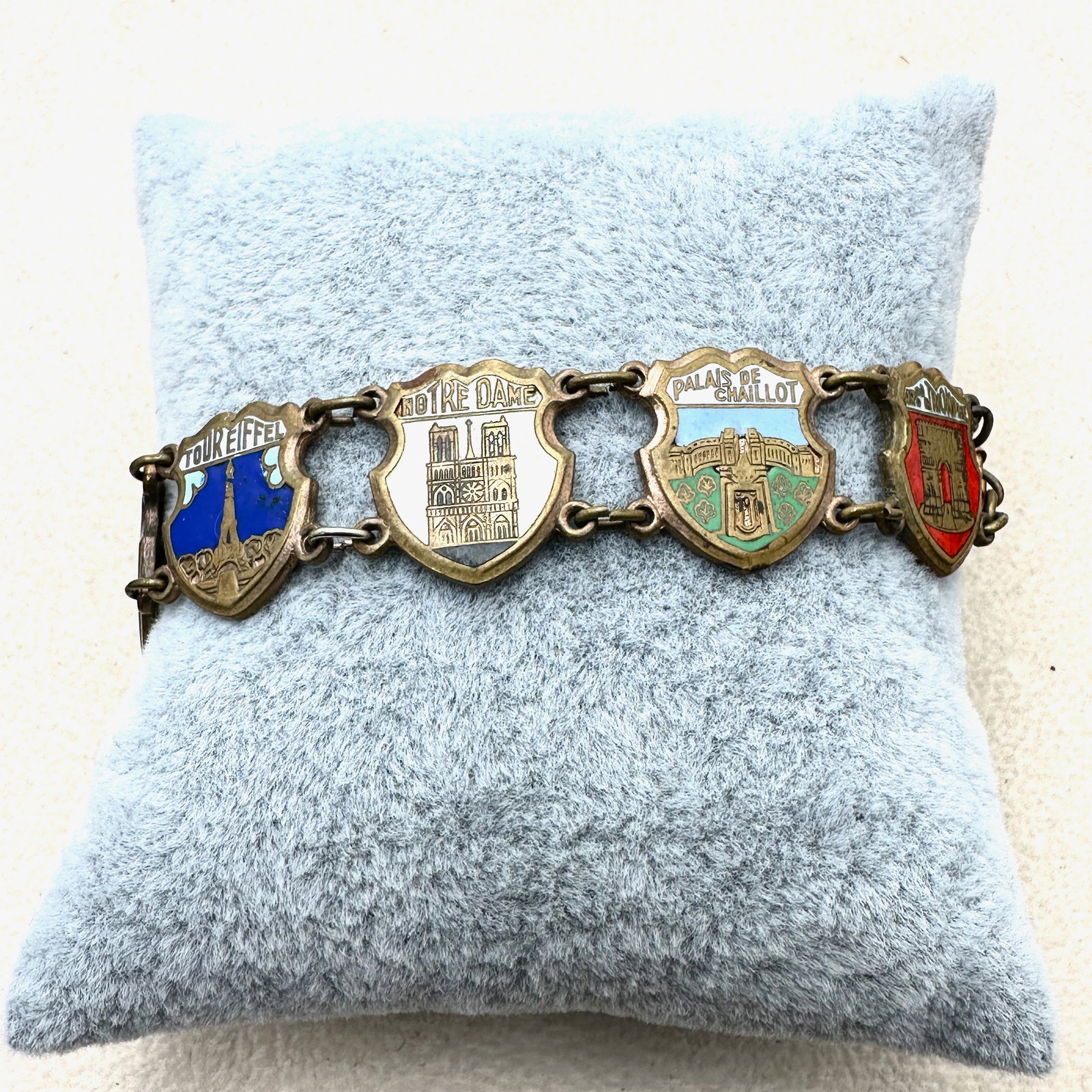 Antique Vintage Enamel Paris Souvineer Bracelet 7 Inch (1 of 2)