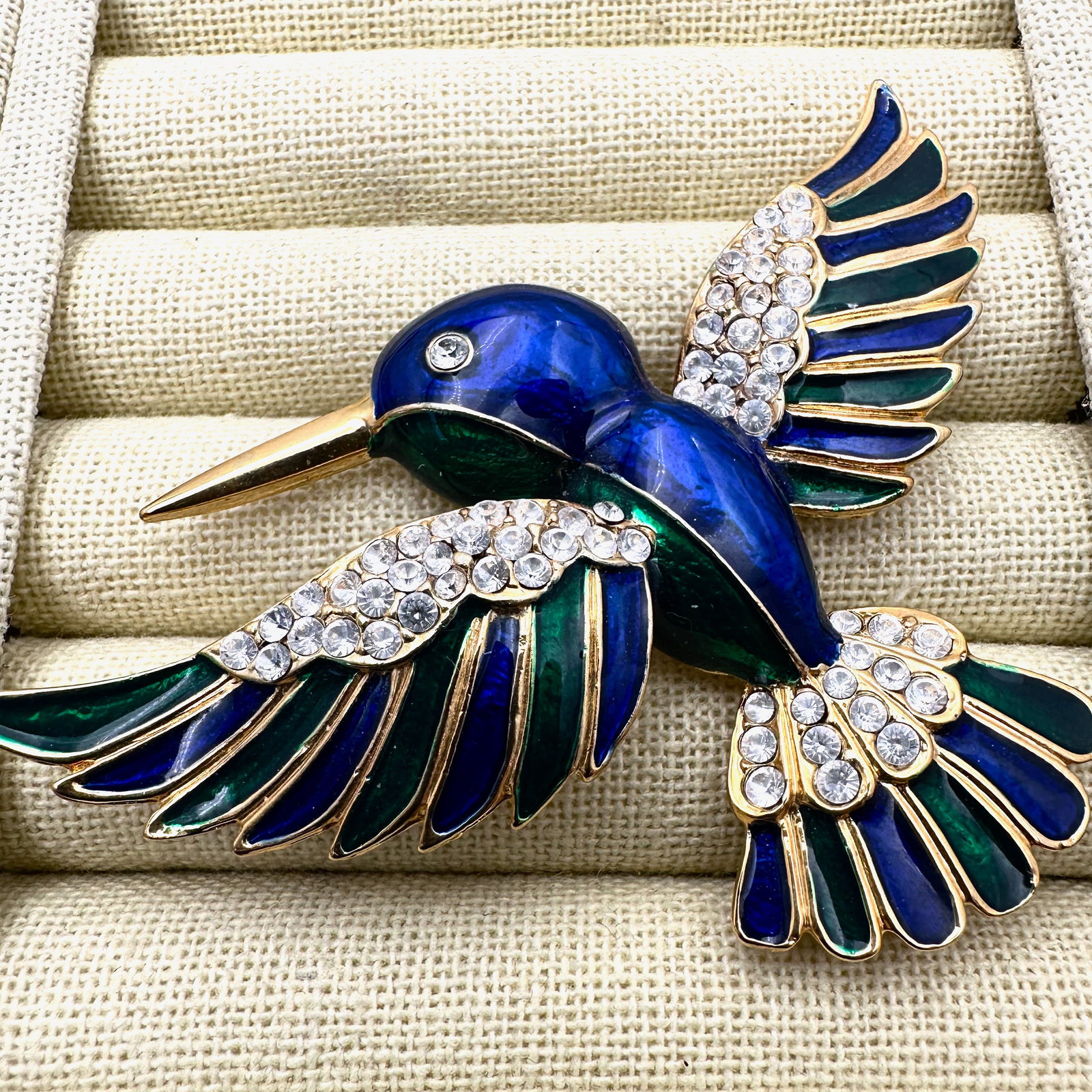Vintage Large Enamel Rhinestone Bird Brooch Pin 3.5 Inch: Vintage Large Enamel Rhinestone Bird Brooch Pin 3.5 Inch