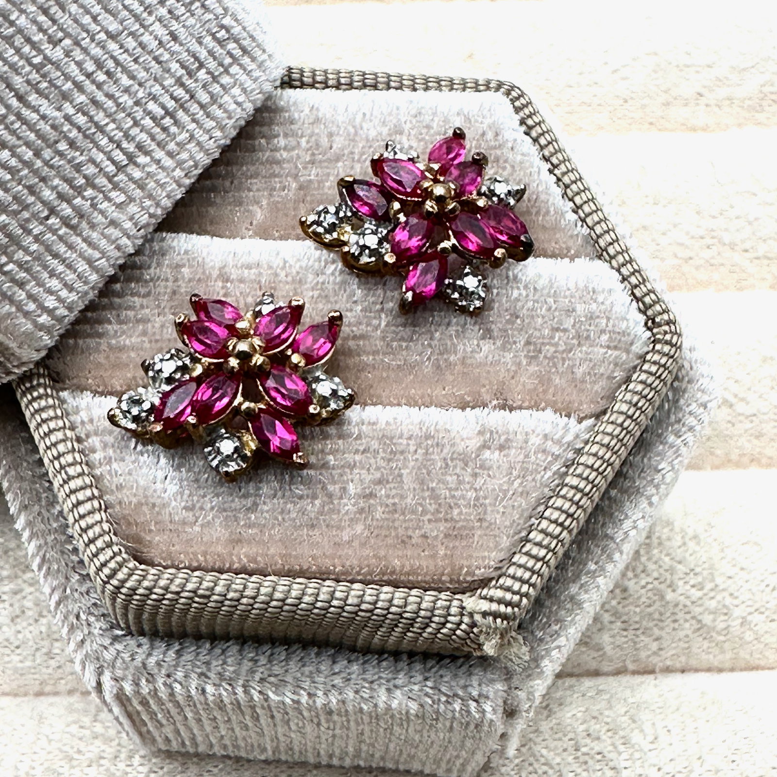 Ruby Diamond Accent Gold Plated Sterling Silver Pierced Earrings Box Included: Ruby Diamond Accent Gold Plated Sterling Silver Pierced Earrings Box Included